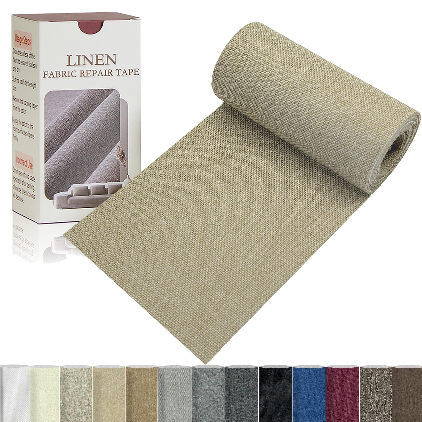 Sponsored Ad - Linen Repair Tape 4x70 Inch Self-Adhesive Couch Patch Repair Fabric Patch for Furniture,Sofas,Cushion,Chairs,Bags,Linen Goods(Beige)