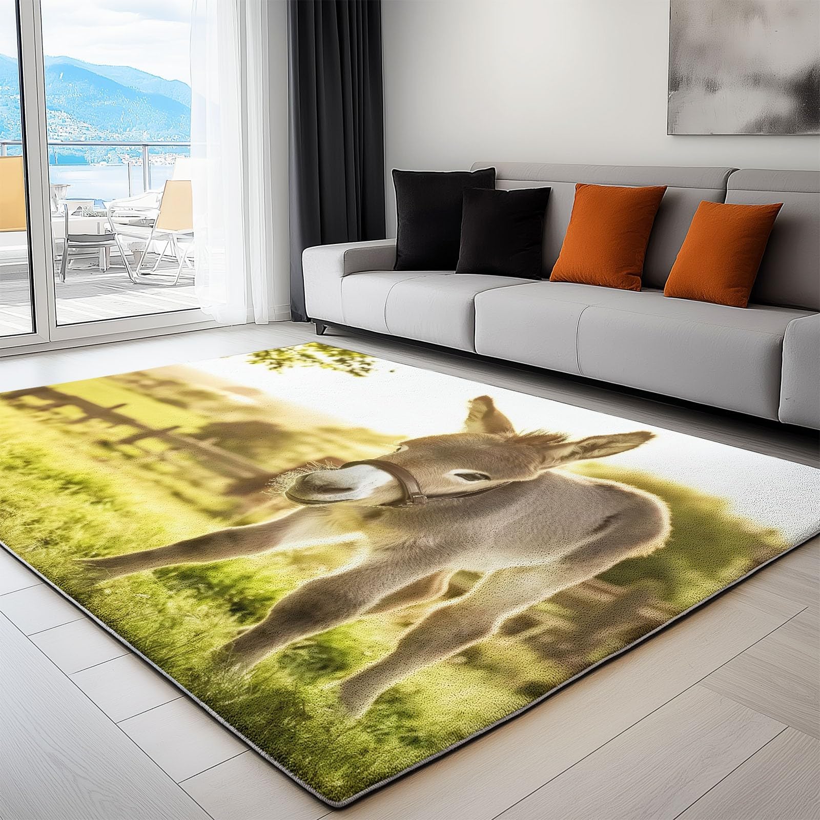 Tapis de salon moderne 3D grand format 160x200 poil court doux pour chambre