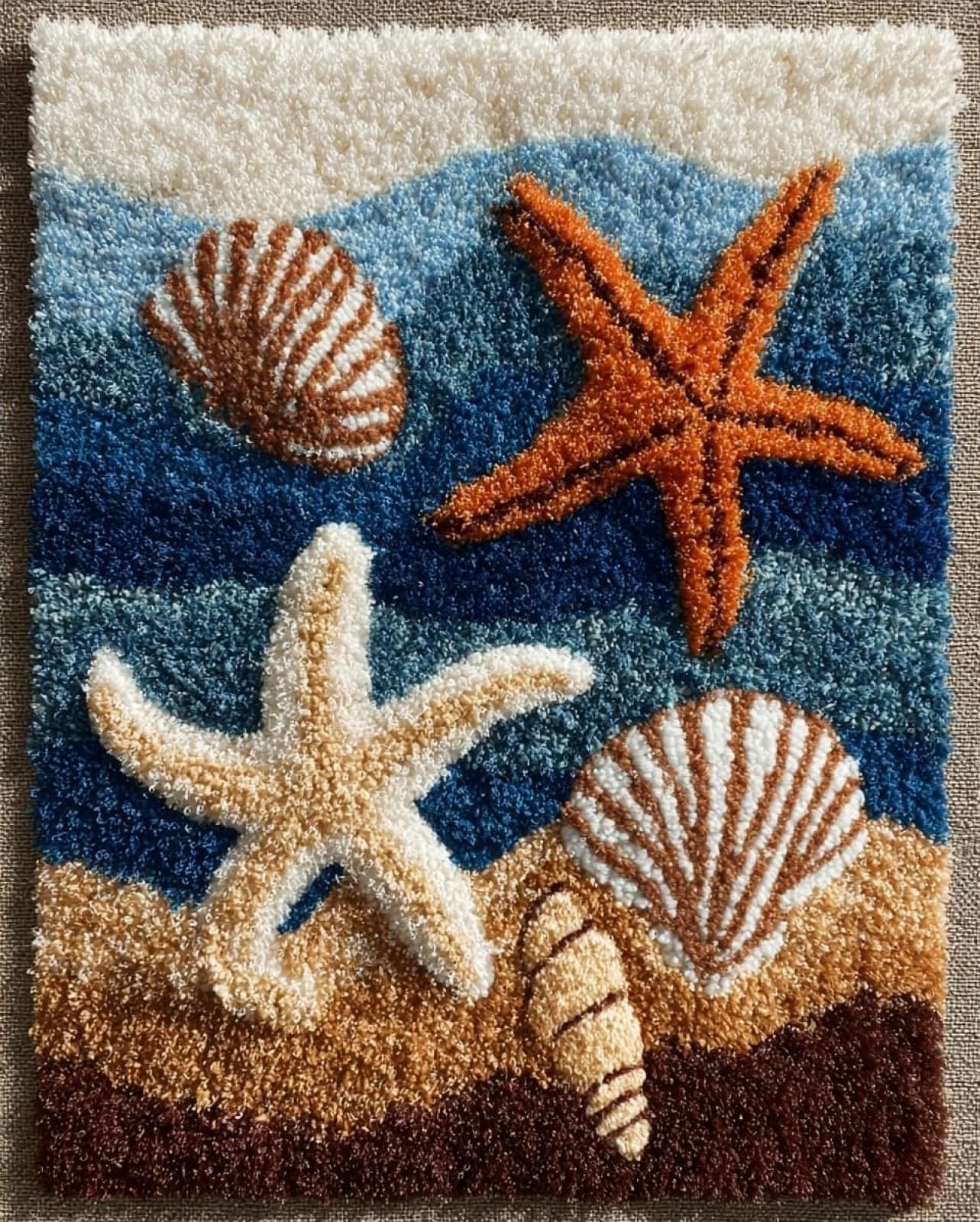 Wallphantom Latch Hook Kits for Adults,Starfish and Seashells on the Beach
