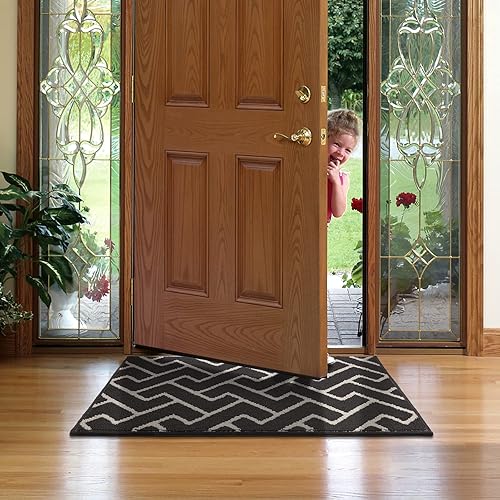 Miniatura 155 de hicorfe Juego de alfombras y tapetes de cocina, alfombra antideslizante de polipropileno súper absorbente, tapete suave y cómodo, lavable para Negro