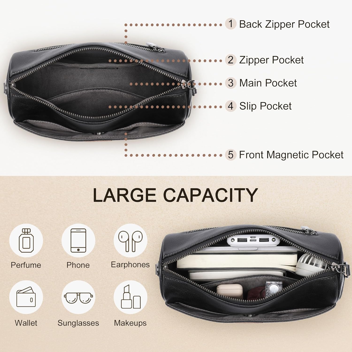 Genuine Leather Crossbody Purses Bag,Travel Casual Handbag,Small Shoulder Cross body Purse Valentine's Day Gift for Women - Image 5