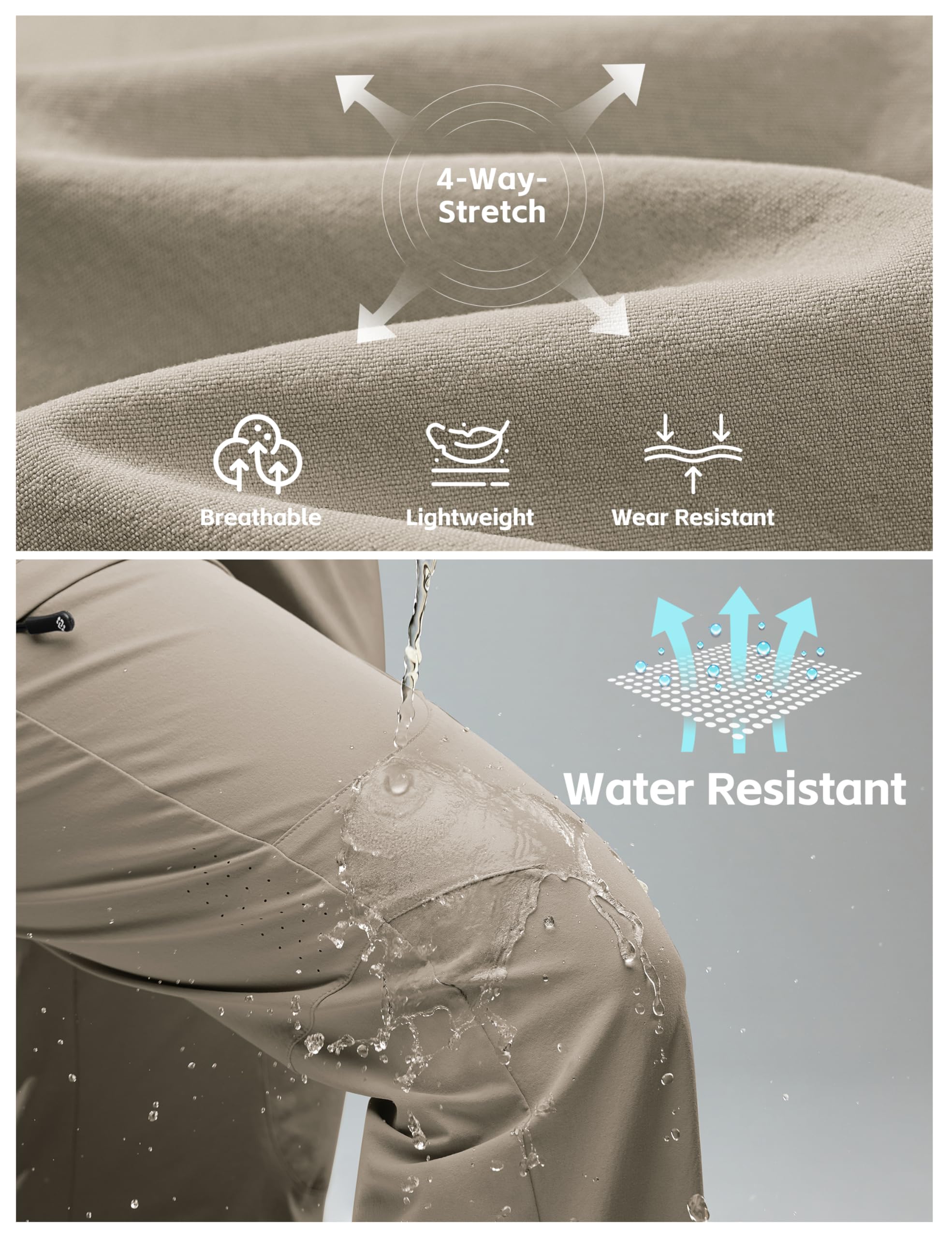 MoFiz Pantalones Trekking Mujer Cargo Senderismo Trabajo Pantalón Transpirable Repelente al Agua con 5 Zip Bolsillos