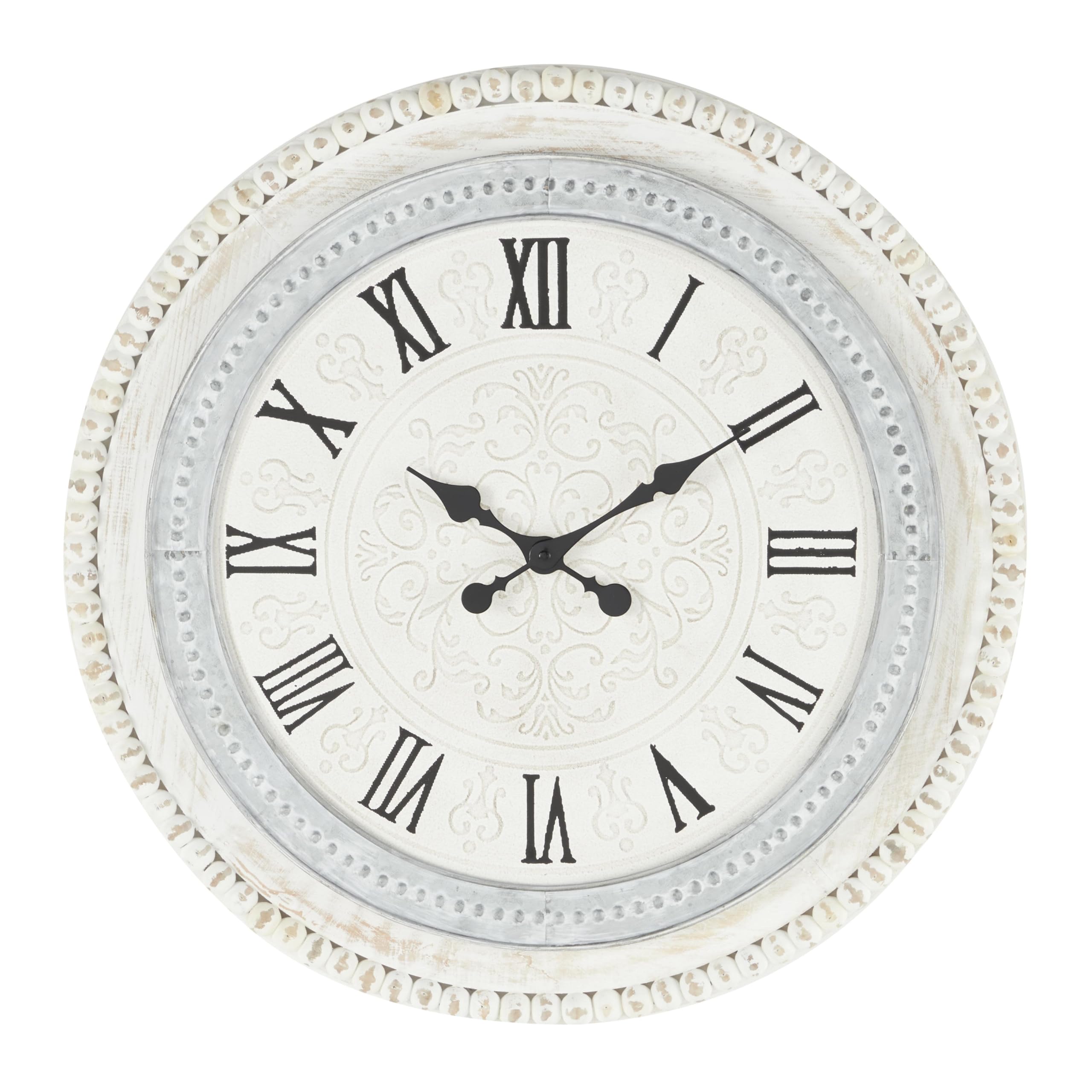 Smuk Wall Clock ホワイト Amazon.com: Deco 79 Wood Carved Beading Wall Clock, 22