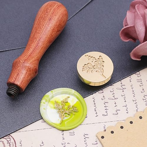 Miniatura 5 de SWANGSA Sello de cera de hoja de eucalipto, sello de sellado de cabeza de latón vintage, ideal para adornar invitaciones de fiesta, paquetes de