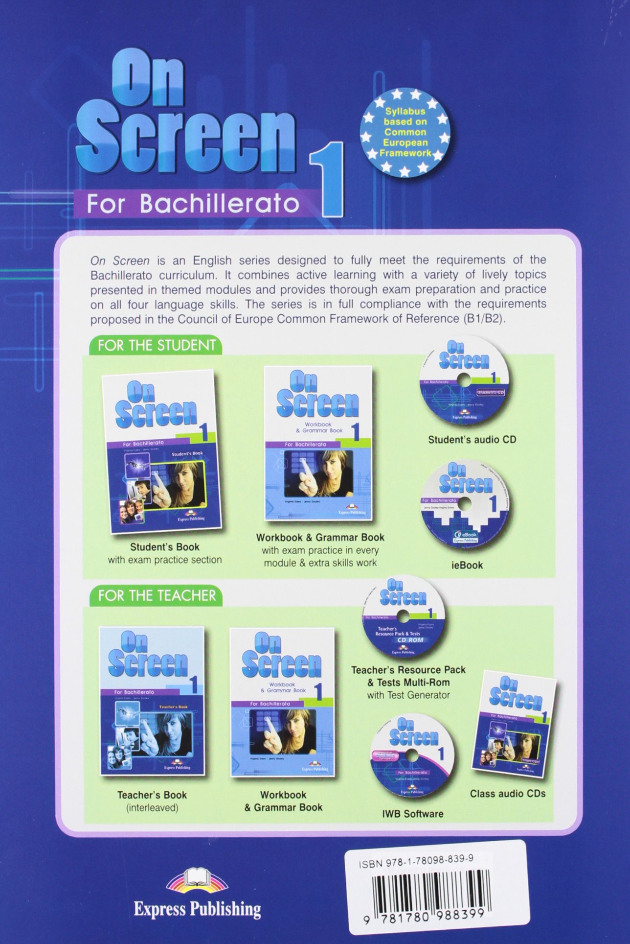 On Screen 1. Workbook. Bachillerato 1 - 9781780988399