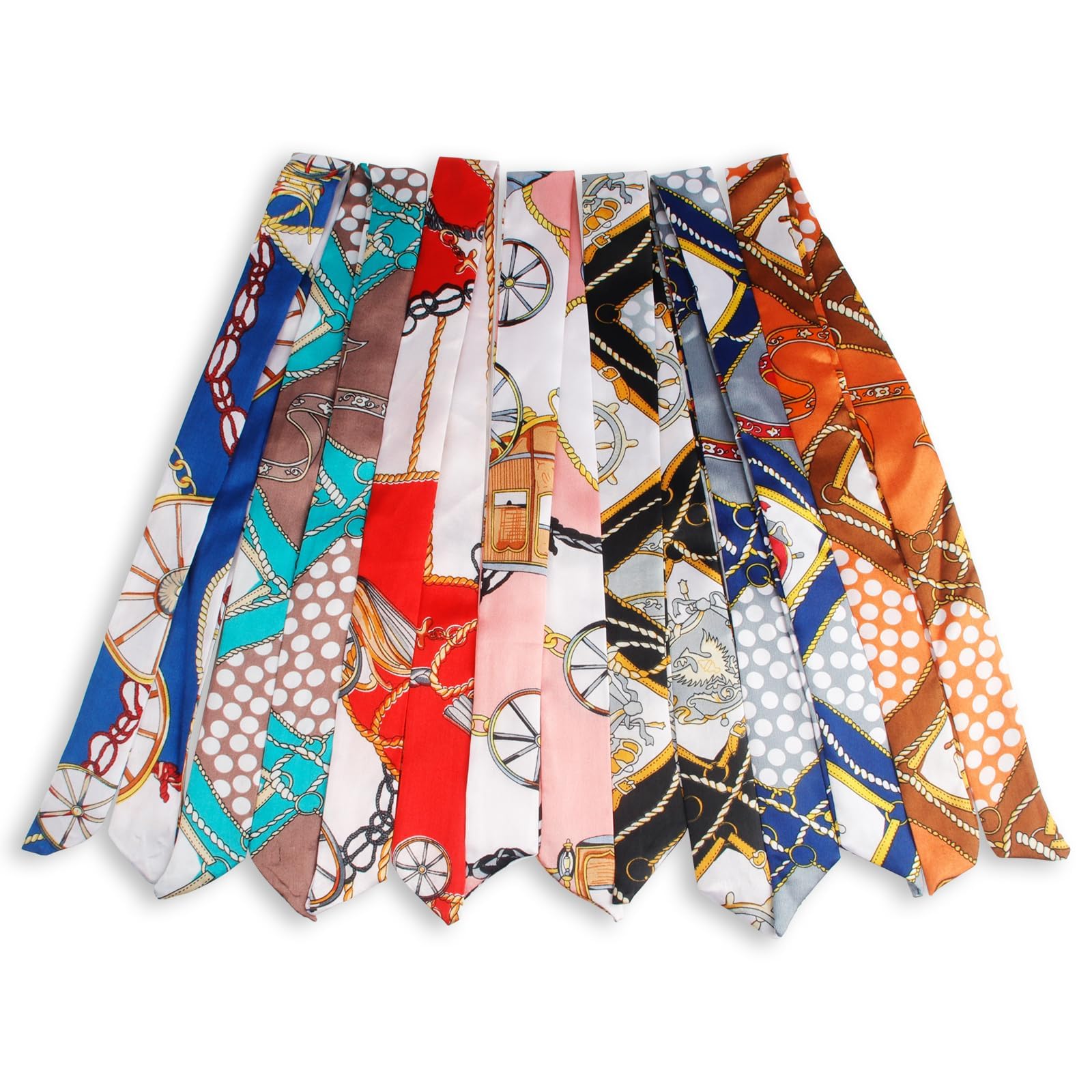 7PCS Women Head Neckerchief Purse Scar, Band Narrow Scarf Ribbon Satin Scarfs, Women Handbag Scarf for Woman Wrap Fashion Gifts, Woman Head Neckerchiefing Purse/ Neckerchief Scarfs (Mixed Styles)-picture-34