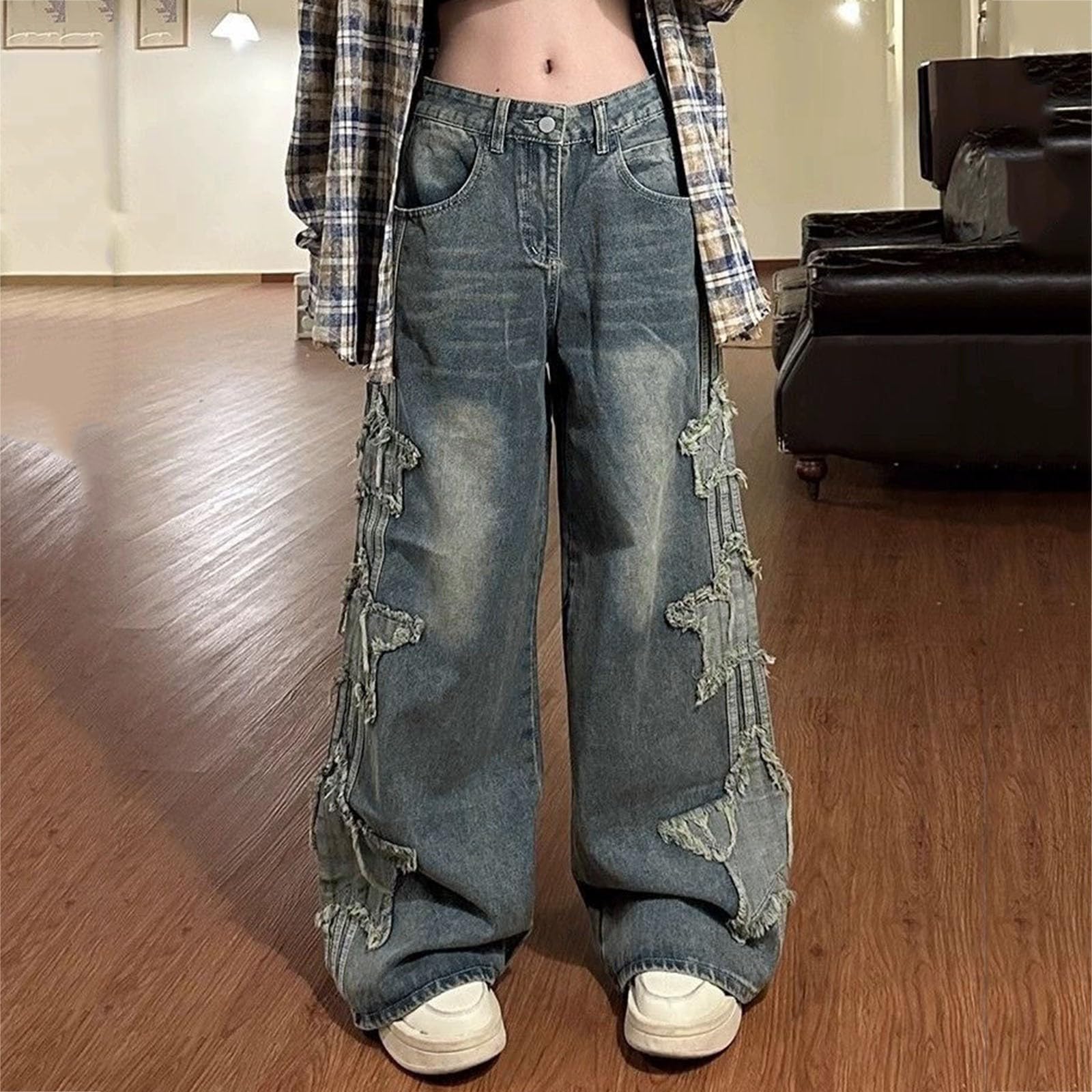 Vaqueros Mujer Ropa Pantalones Rectos Jeans Elasticos Tallas Grandes De Deportivos Baile Urbano Casual Talla Grande Anchos Y2K Push Up