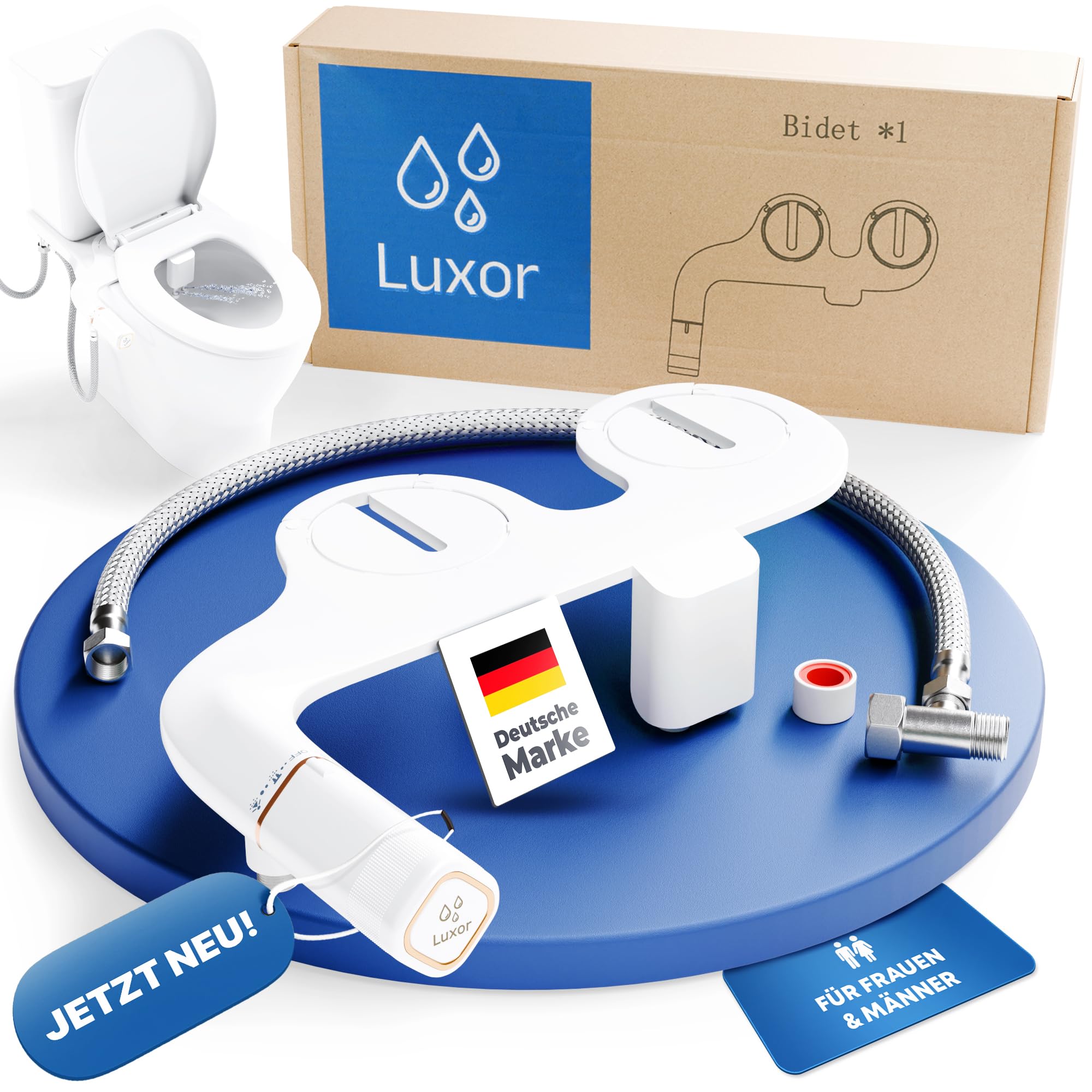 Luxor Insert de bidet pour les toilettes – Embout WC pour adultes avec double buse [femmes et hommes] | Pression d'eau réglable et montage facile | Nettoyage hygiénique enfin grâce à la douche de