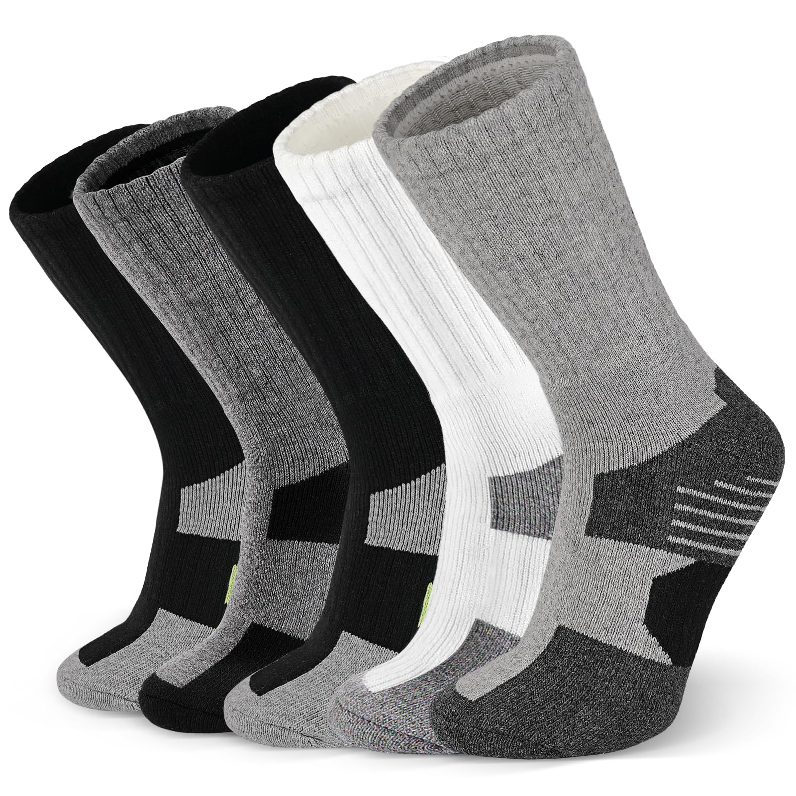 SIMIYA Merino Wool Hiking Socks for Men - 5 Pairs Thick, Warm, Thermal Winter Crew Socks for Cold Weather
