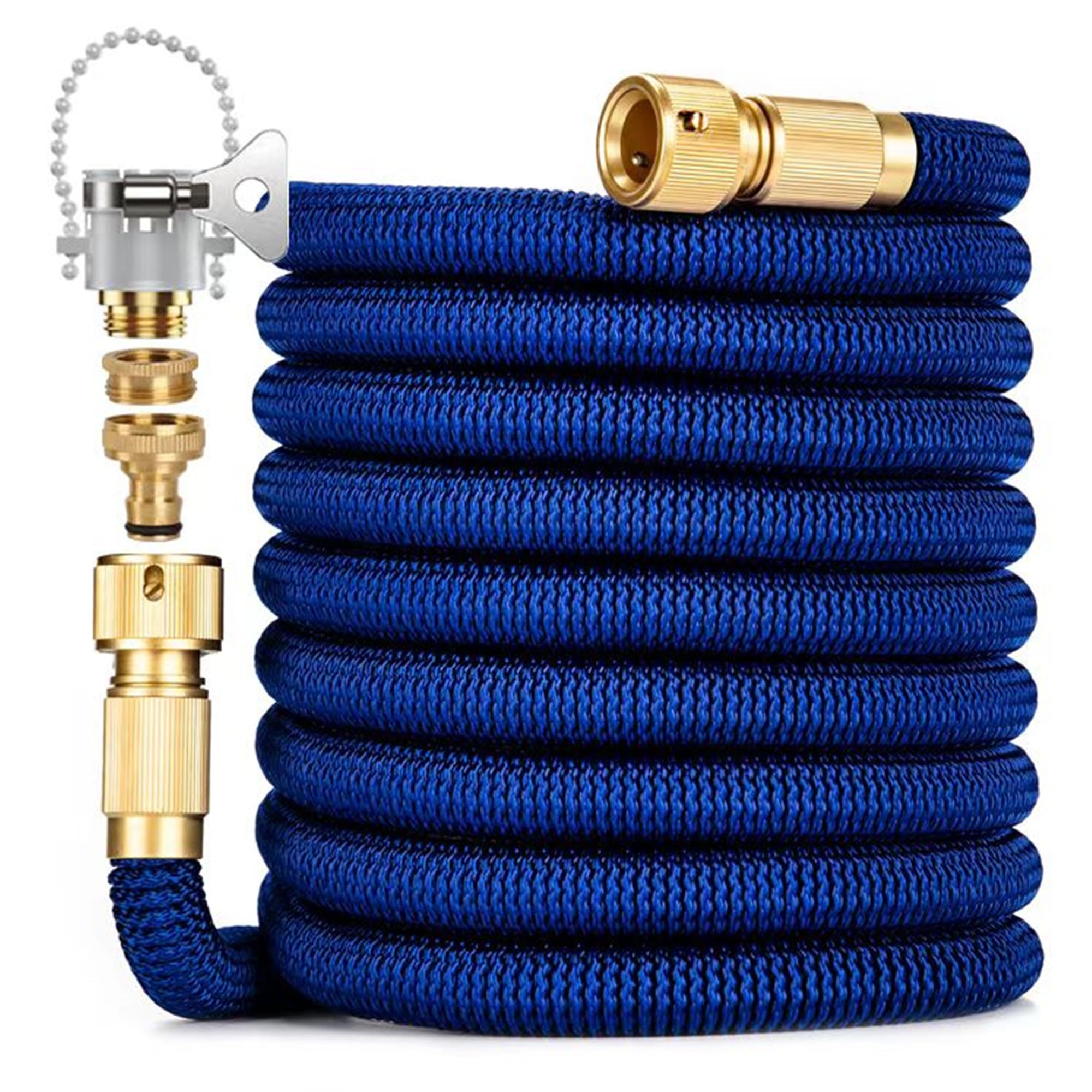 Expandable Garden Hose Pipe 100FT 3 Times Flexible Expanding Magic Watering Hose with 3/4" 1/2" and Universal Connector Fitting Connectors for Pet & Car Washing, Cleaning, Watering Lawn and Garden