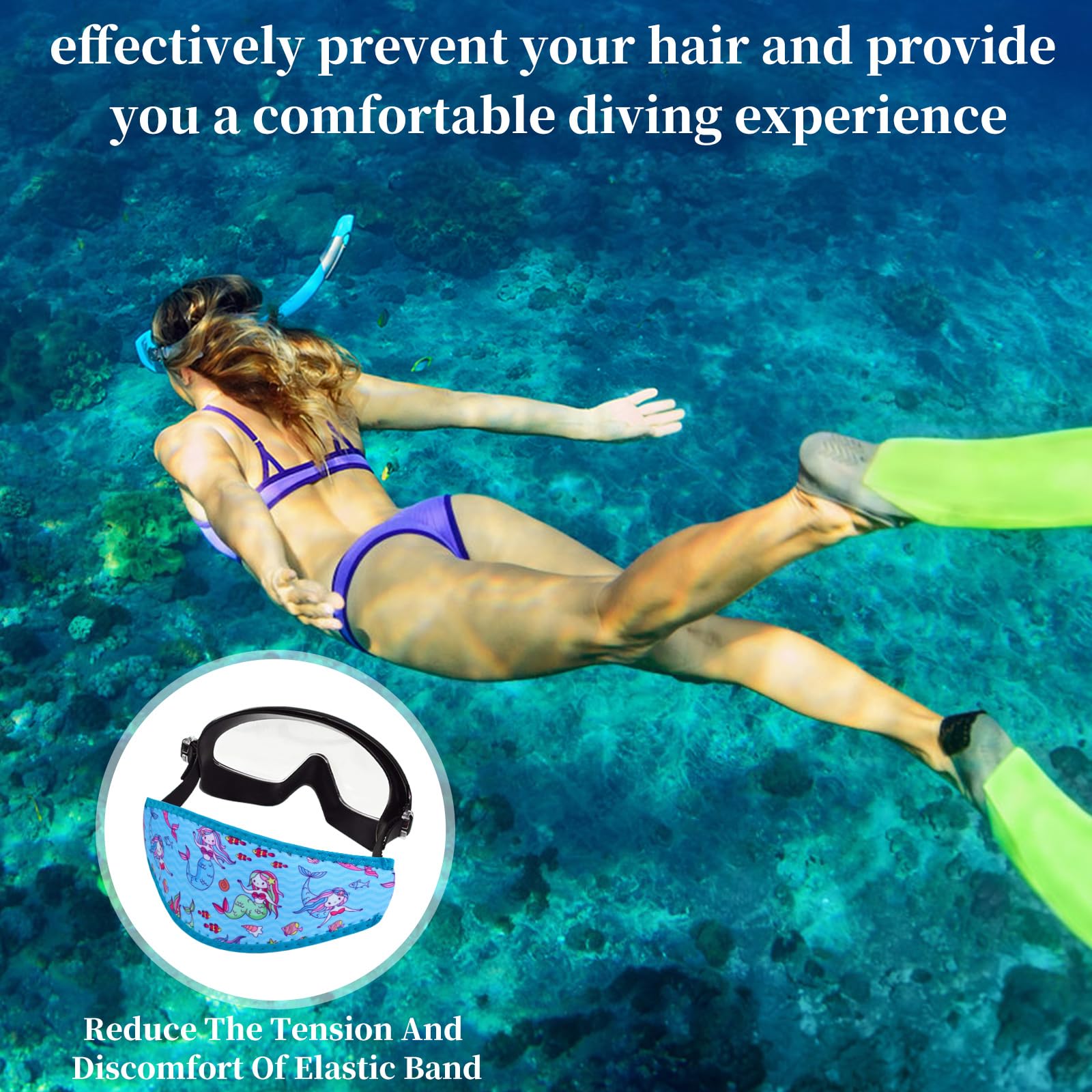 2PCS Cinturino per Maschera da Immersione, Cinturino Maschera in Neoprene, Cinturino per Maschera Sub, Cinghia per Maschera Subacquea Unisex, Cinturino per Avvolgimento da Immersione, per Sport Acquat