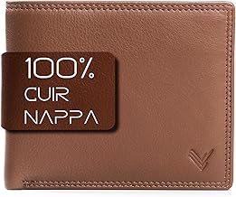 Men's Genuine Leather Wallet – Men's Card Holder – RFID Blocking – Large Capacity Men's Coin Purse – Men's Wallet and Card Holders – Bank Card Holder., Cognac, Modern