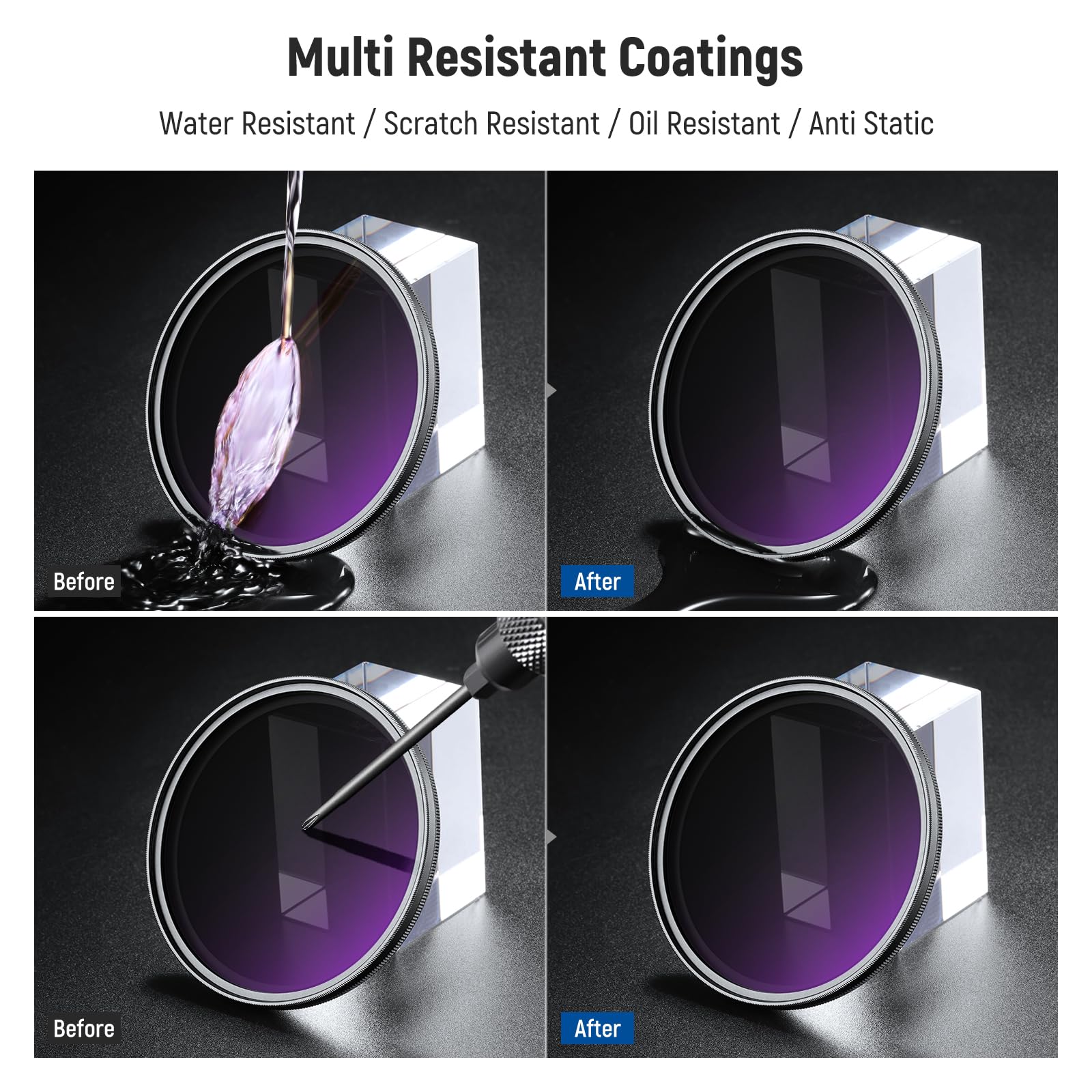NEEWER 49mm Filtro ND Variabile (ND8-2000), True Colors e Hard Stop, Filtro Densità Neutra Limitata Regolabile 3-11 Stop per DSLR Mirrorless Camera, Vetro Ottico Multistrato, Telaio Sottile Alluminio