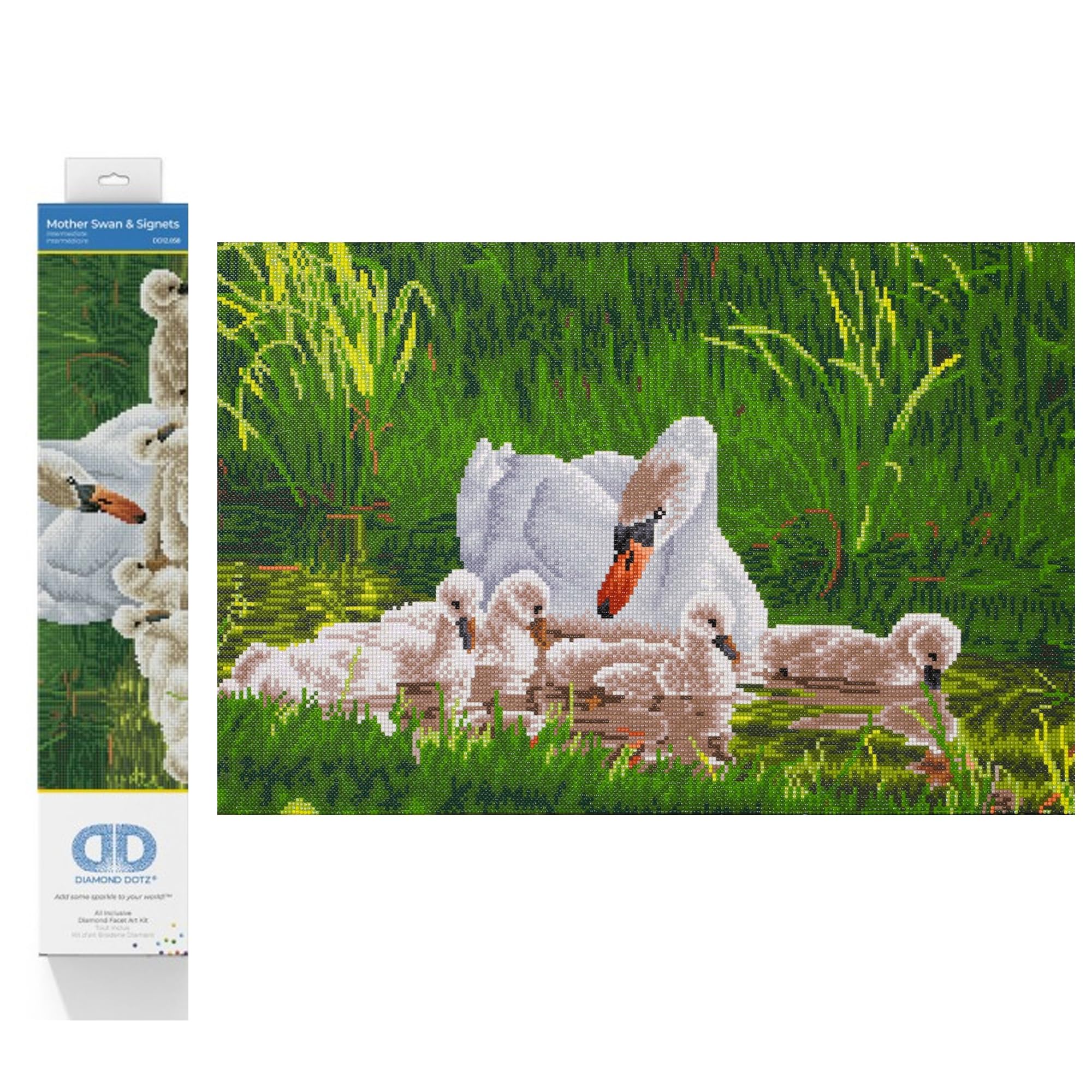 DIAMOND DOTZ Painting Kit: Intermediate, DD12, Mother Swan & Signets, 62 x 41cm, DD12.058