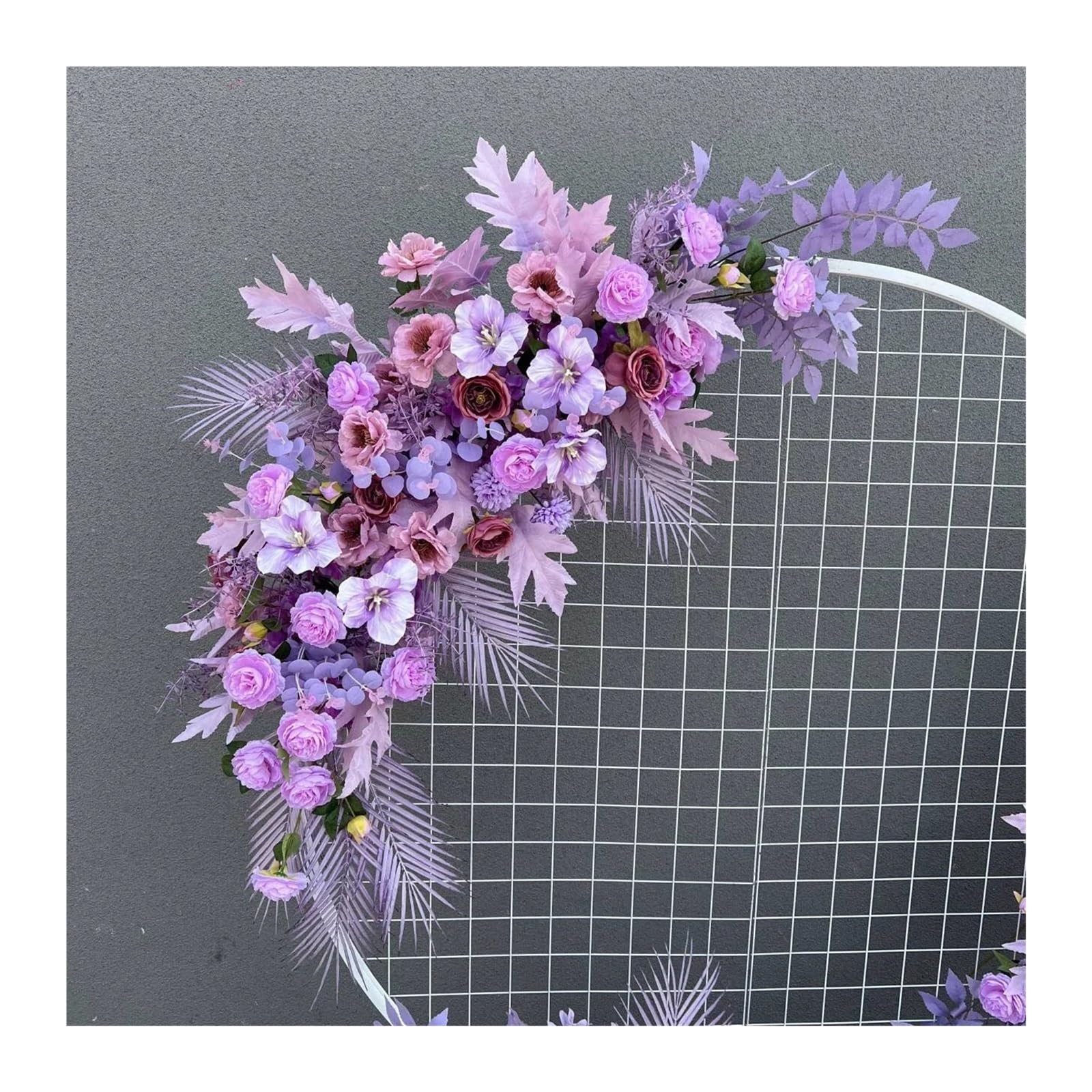 Zymjzbetic L Purple Artificial Wedding Arch Flowers Kit Wedding Flower Artificia Silk Flowers Window Decoration Props T Stage Leaf Hanging(L Purple)