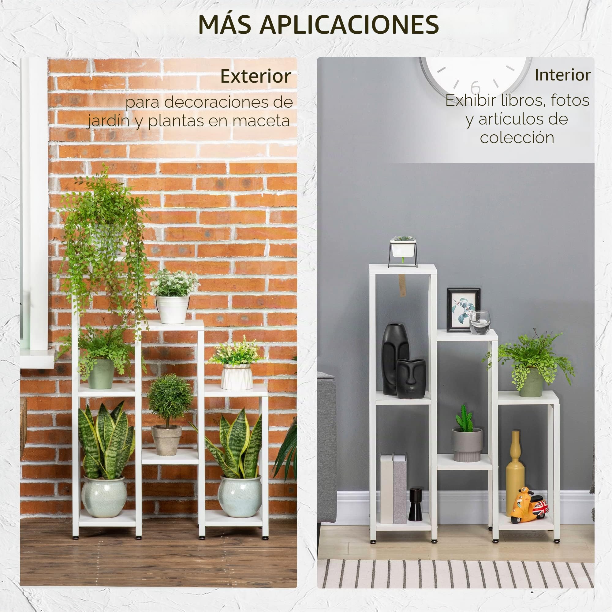 Outsunny Soporte para plantas con 7 estantes, estantería para plantas, flores, estantería de jardín, para salón, esquina, balcón, carga hasta 2 kg (cada nivel), color blanco, 65 x 23 x 94,5 cm