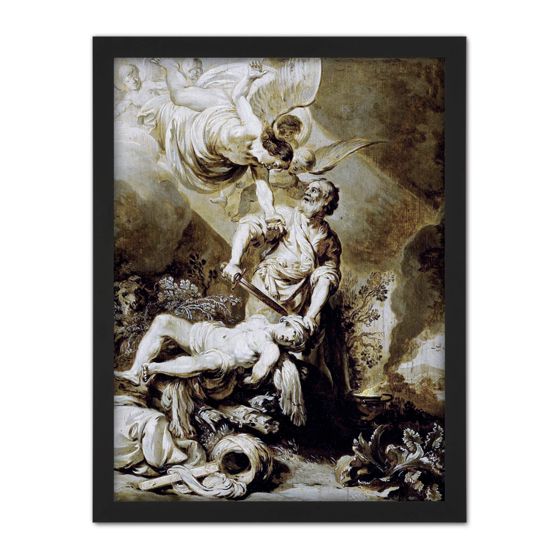 Artery8 Pieter Lastman Sacrifice Of Abraham Painting Artwork Framed Wall Art Print 18X24 Inch