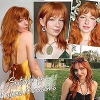 Vista 4 de BARSDAR Flequillo postizo de pelo humano real - Flequillo postizo 100% pelo humano para mujeres - Extensiones de flequillo ondulado castaño rojizo