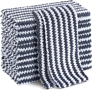 Homaxy Paquete de 12 paños de cocina, ultra suaves y absorbentes, paños de limpieza de microfibra reutilizables de secado rápido, diseño de ondas de terciopelo coral, sin pelusas, 10 x 10 pulgadas