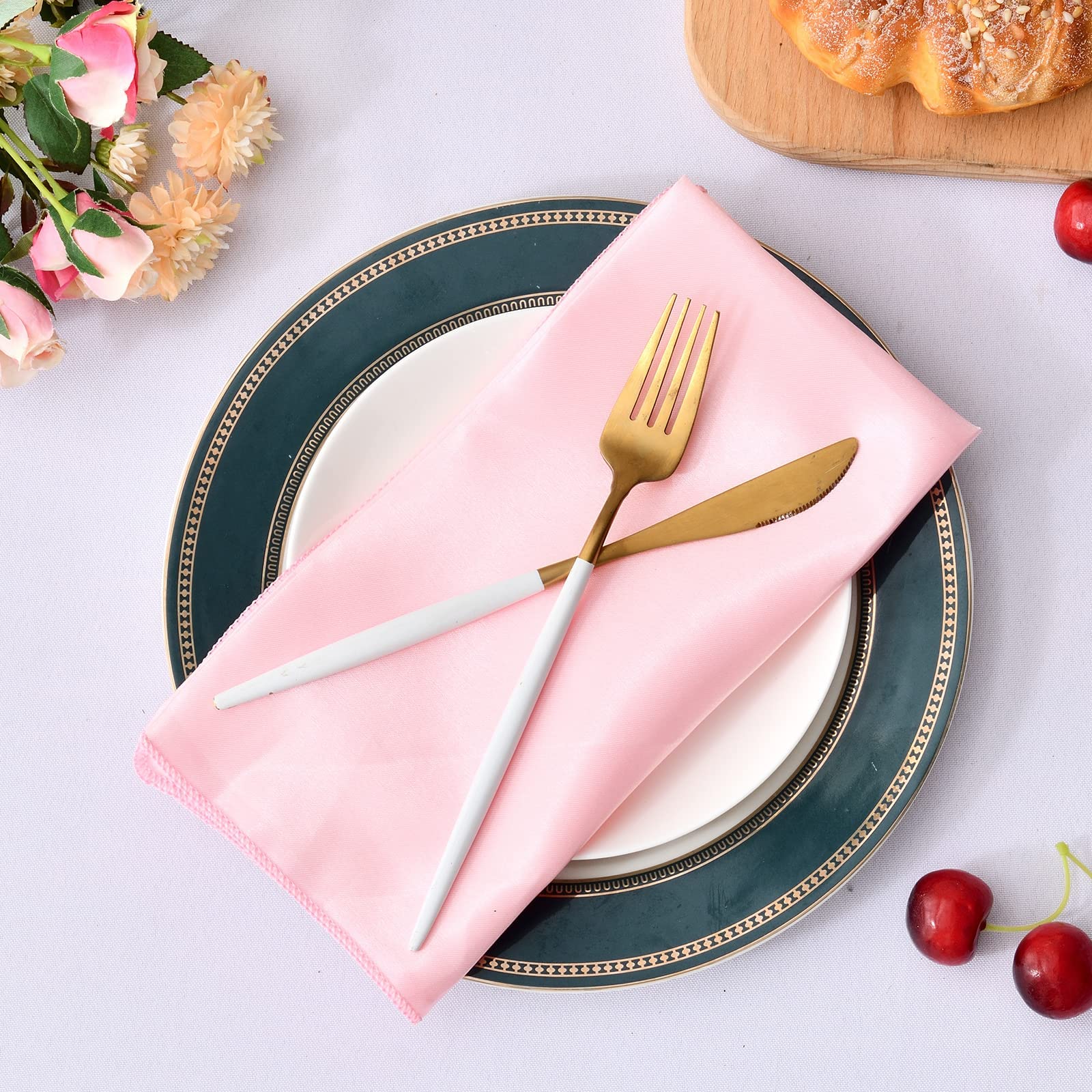 Buy Touiyu Pink Cloth Napkins 20Packs ,Washable Satin Cloth ...
