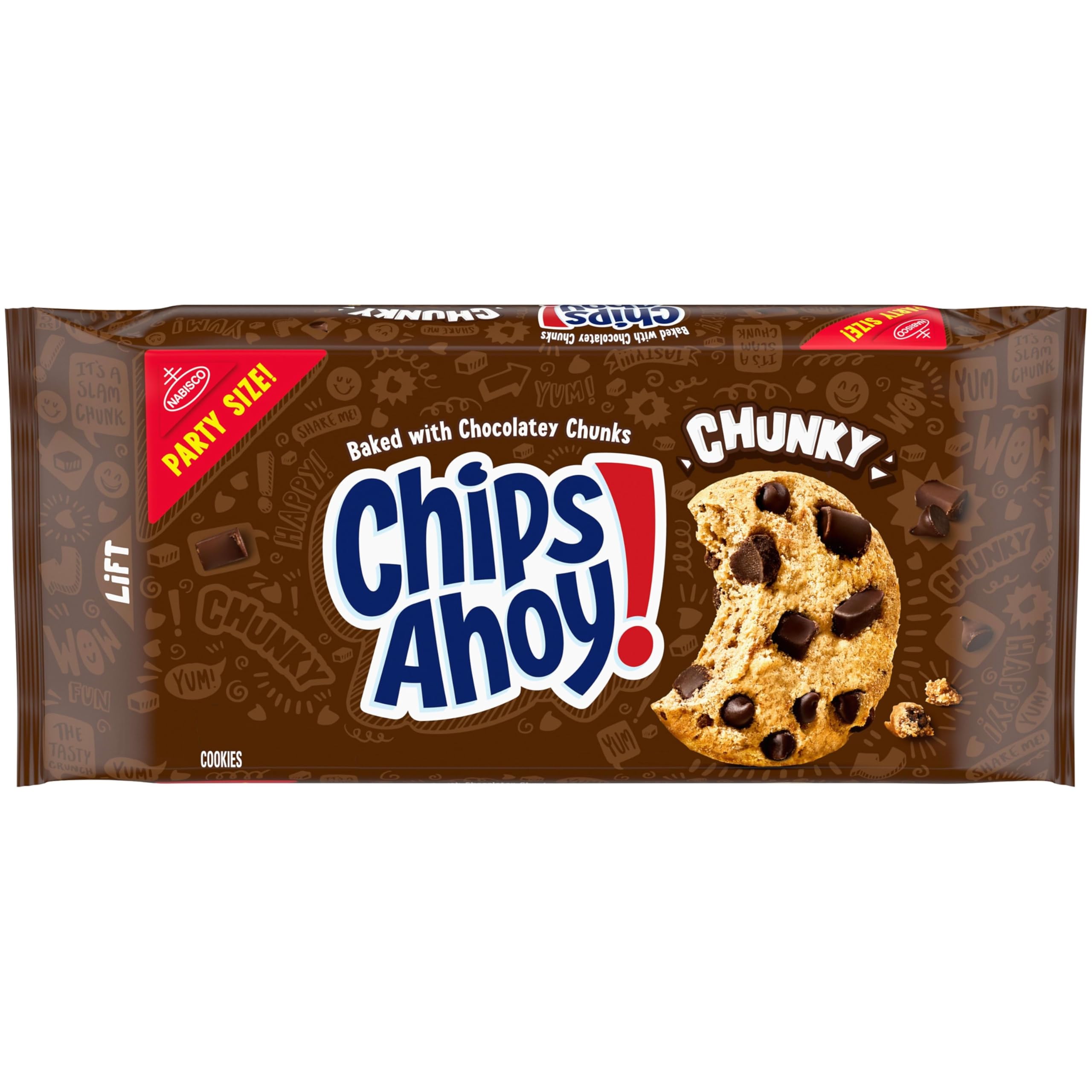 CHIPS AHOY! Chunky Fudgy Chocolate Chip Cookies, Party Size, 24.75 oz