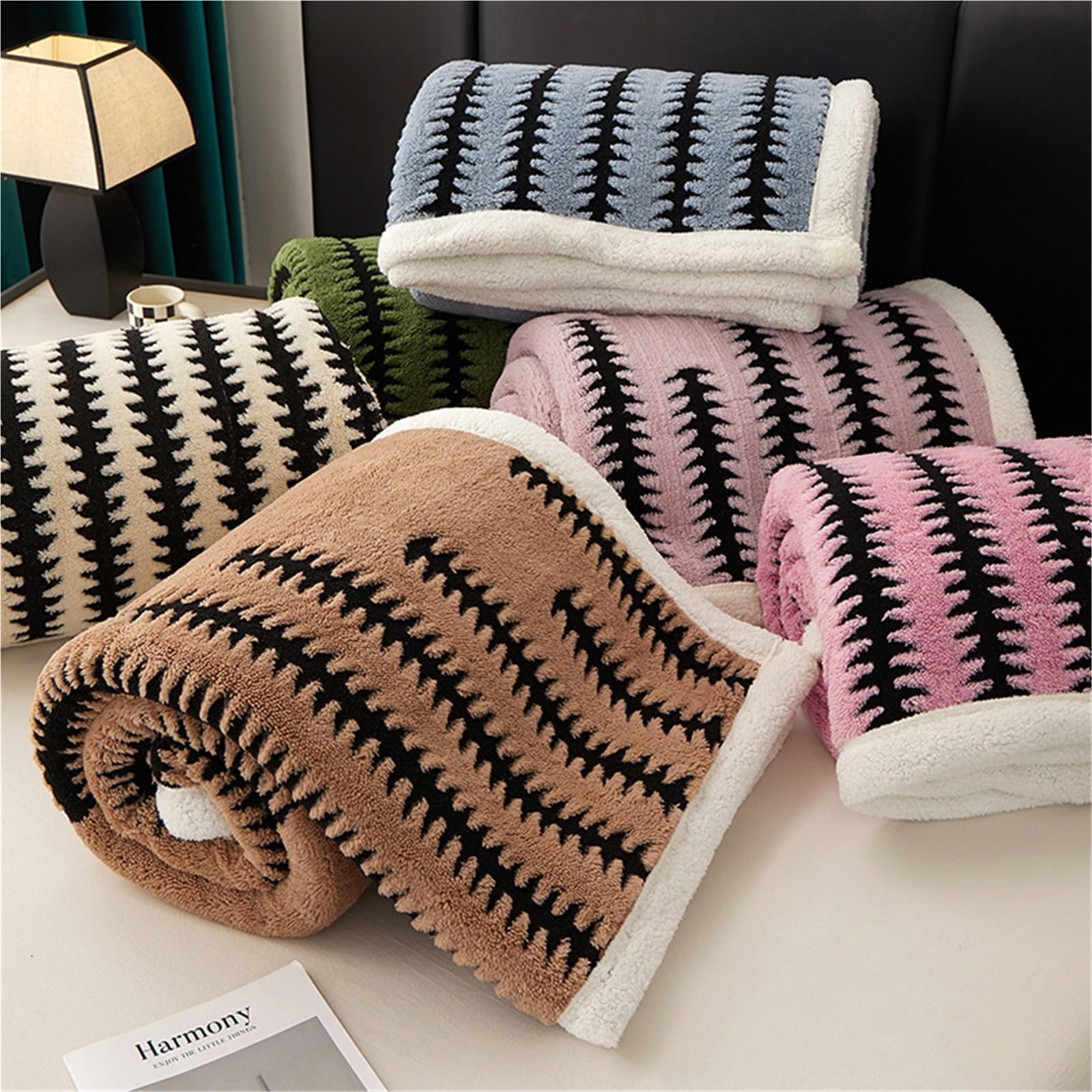 Mantas Y Plaids De Sherpa De Polar Reversibles Y Suaves, Mantas De Felpa Cálidas Y Acogedoras, Agradables para La Piel Y Lavables A Máquina, Ideales para Cama O Sofá(Pattern 5,200x230cm)