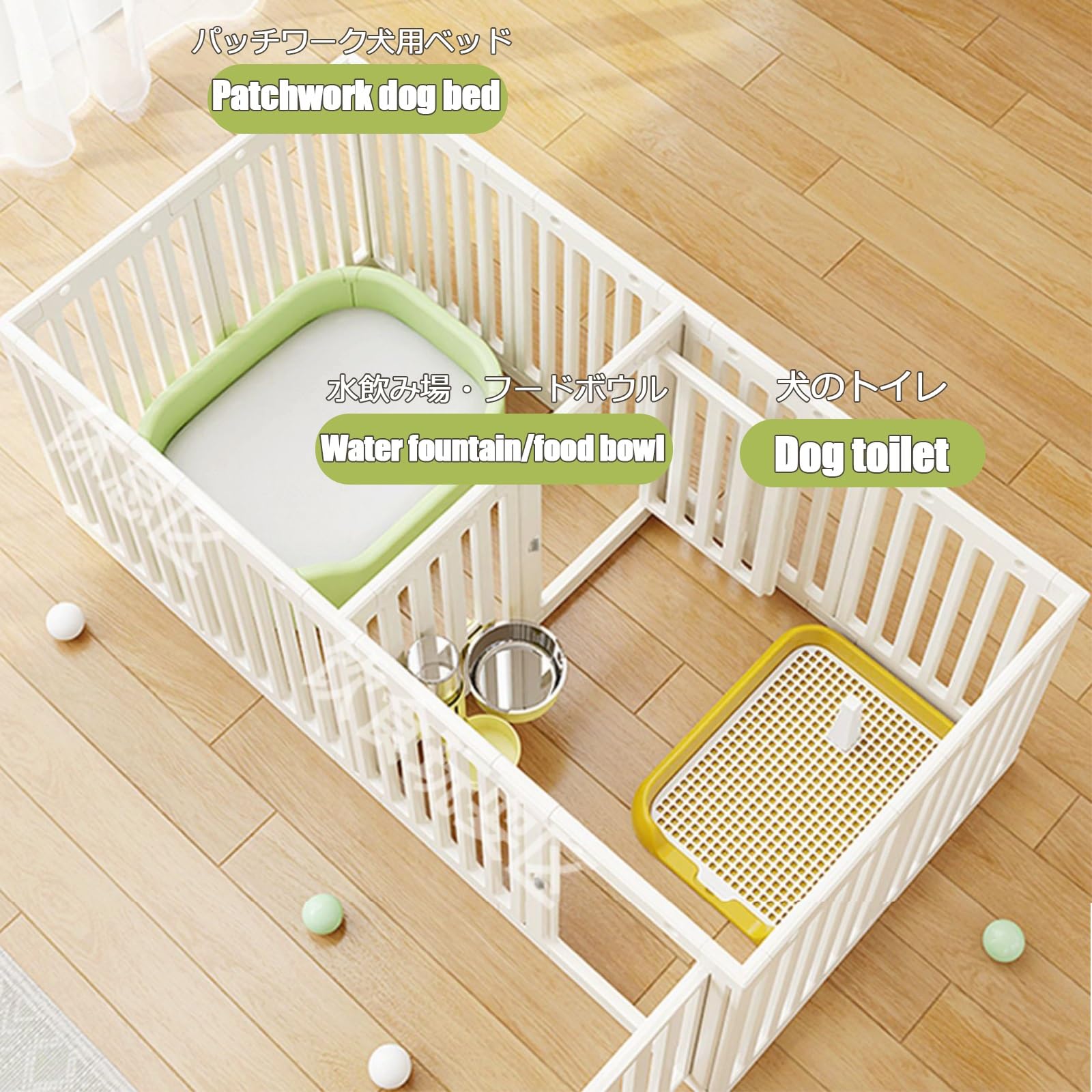 Recinto per Animali Recinto per Piccoli Animali Box per Cani Gabbia per Cuccioli con Cancelletto Recinto per Coniglio Nani da Interno Recinto per Animali Domestici con Porta(55CM,Double Room