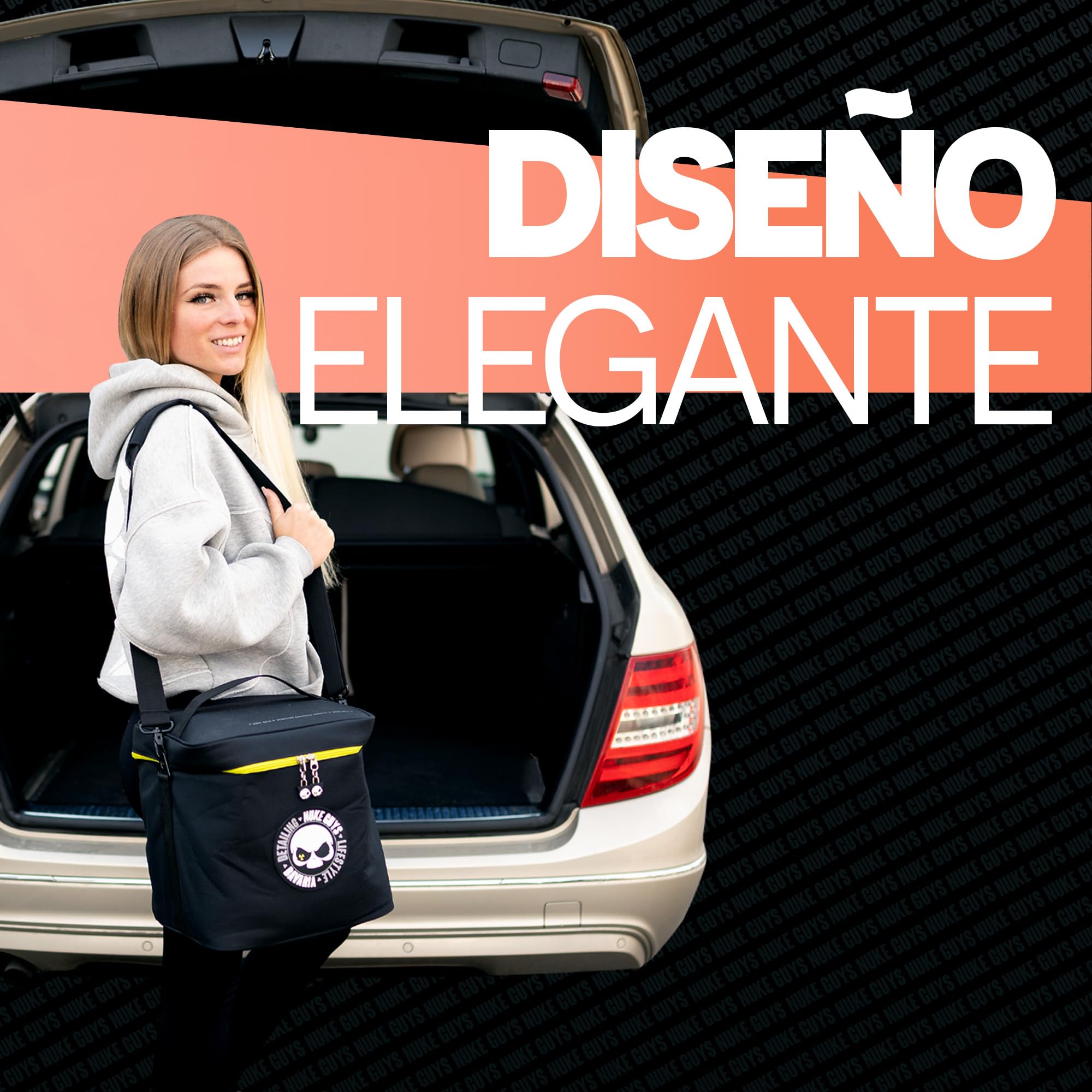Nuke Guys Bolsa de detalles pequeña | Práctica para el maletero con velcro | Organizador para productos de cuidado del coche