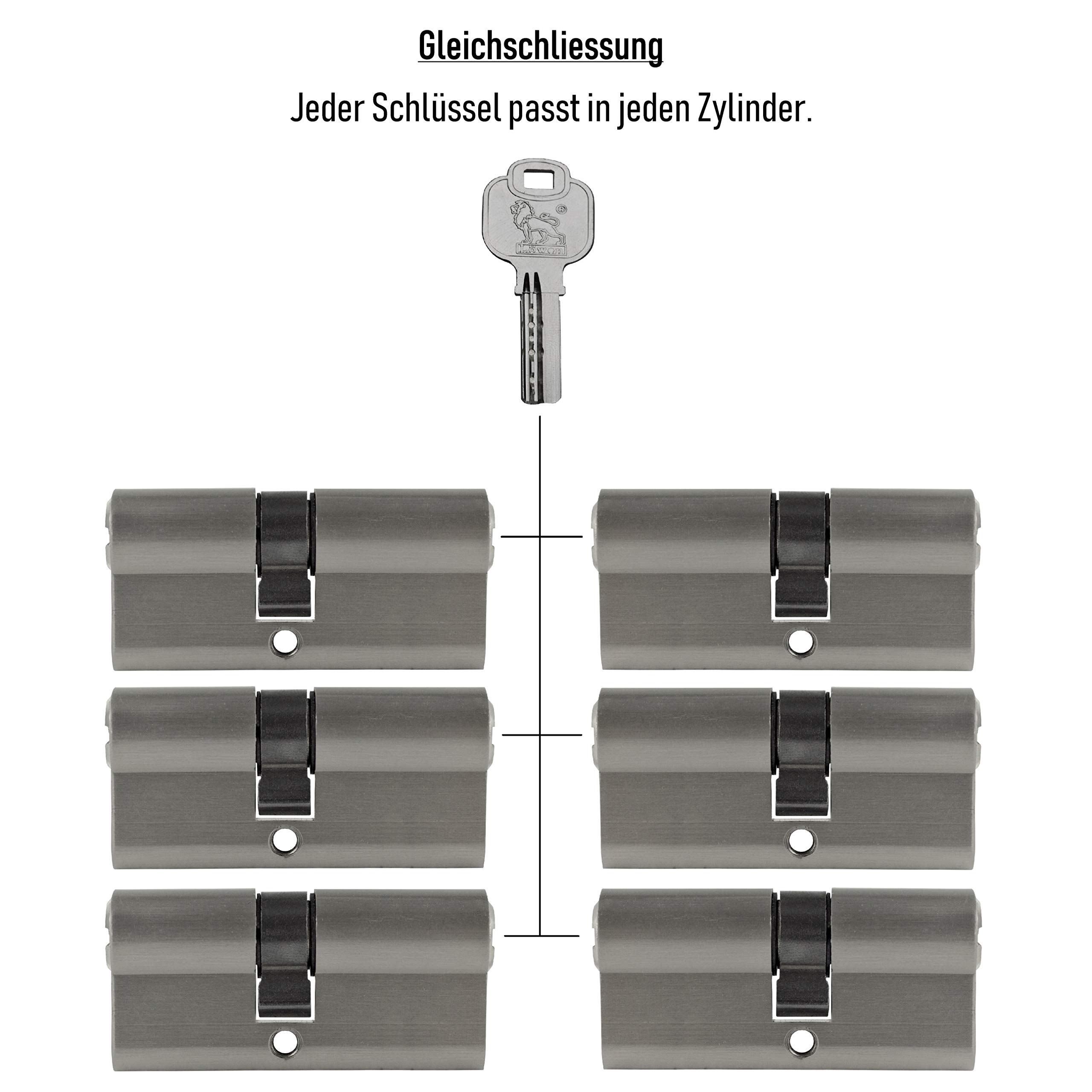 6x Profilzylinder 65 mm 30/35 gleichschließend inkl. 30 Schlüssel