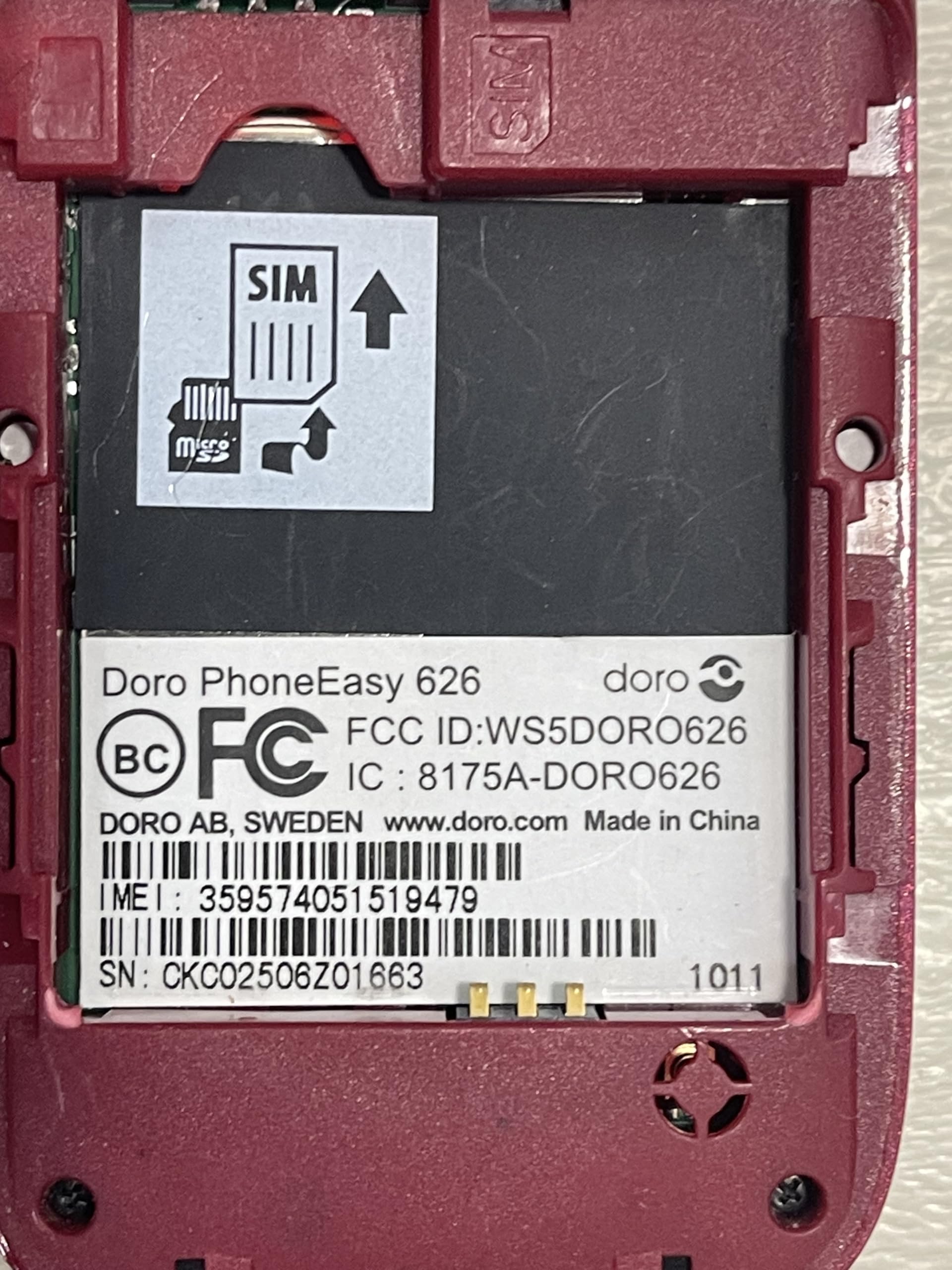 Doro PhoneEasy 626 Burgundy Consumer Cellular Mobile Phone