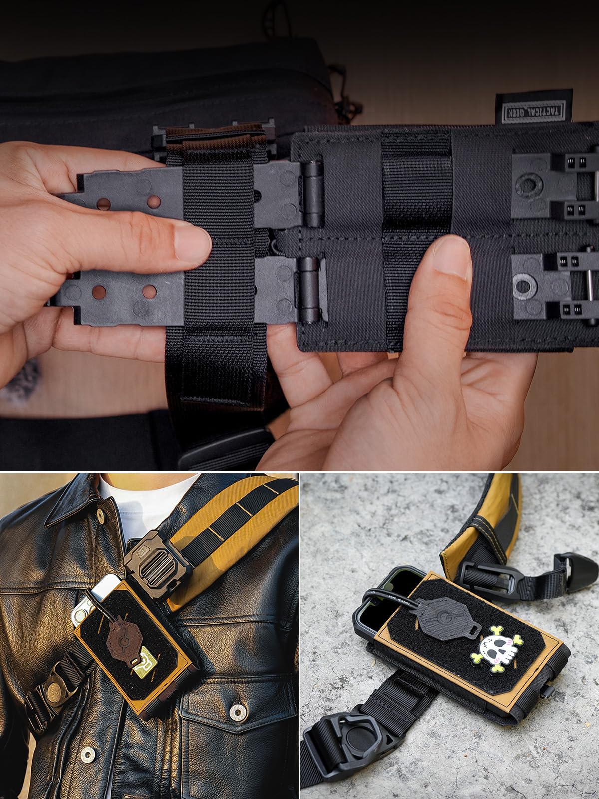 TACTICAL_GEEK EXT16 MOLLE etui na telefon komórkowy, kompaktowa torba na pasek na smartfon z nylonu z paskiem mocującym, klapa na rzep zapewnia szybki dostęp, nadaje się do plecaka i paska na ramię