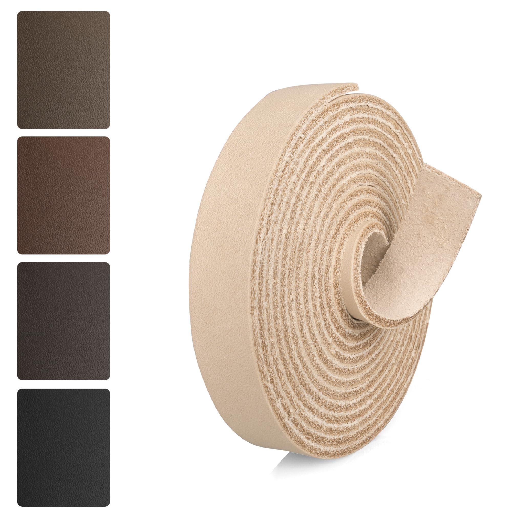 Jowlroel Vegetable Tanned Leather Strips 2mm Thick, Veg Tan Real Leather Straps for Crafts, Tooled Leather Belt Blanks, Genuine Leather Cord for Shelving, Bag Straps, Drawer Pulls (1/2''x72'')