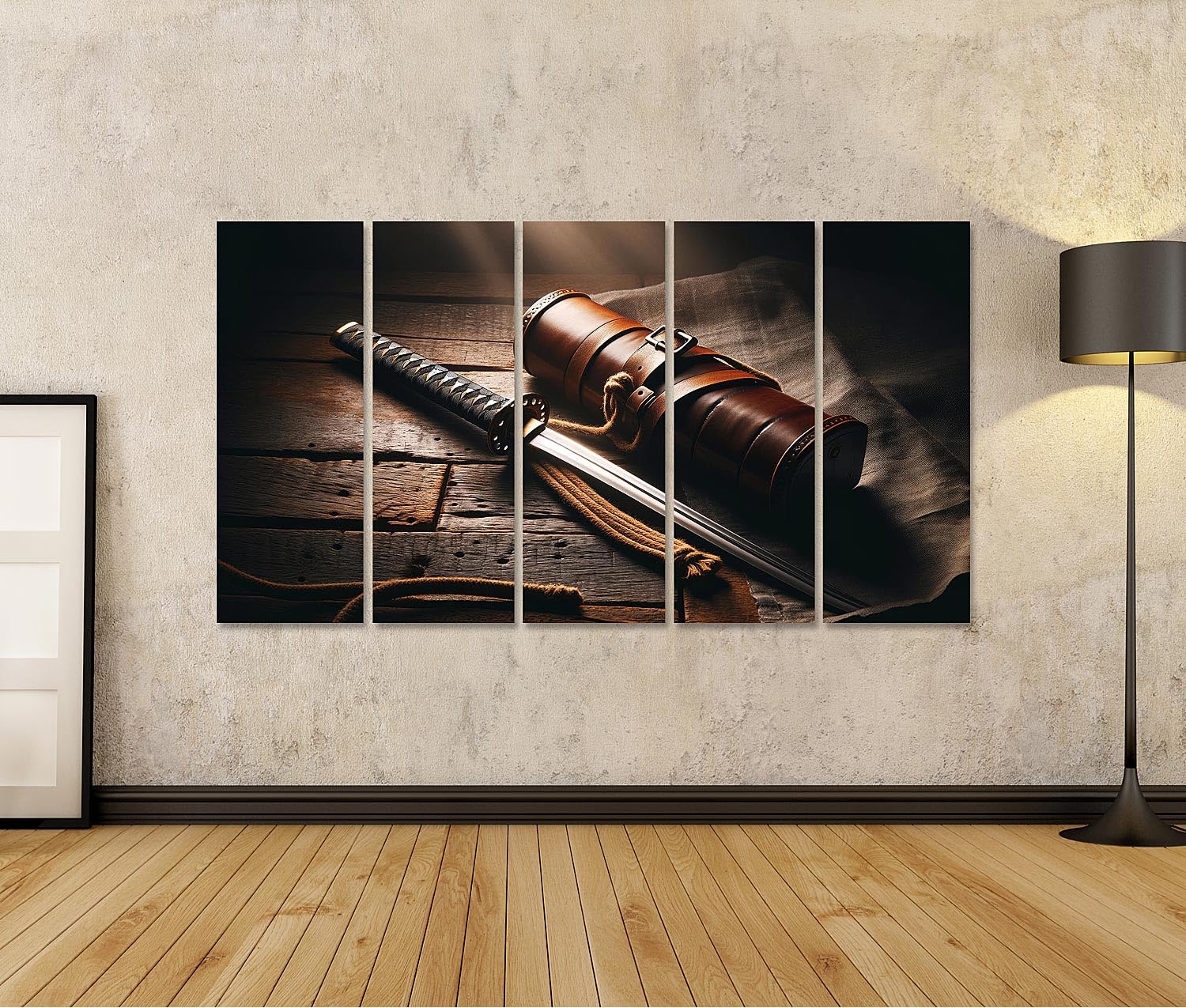 islandburner Primer cuadro sobre lienzo Venerable espada samurái en madera un símbolo de fuerza silenciosa y arte imágenes murales carteles