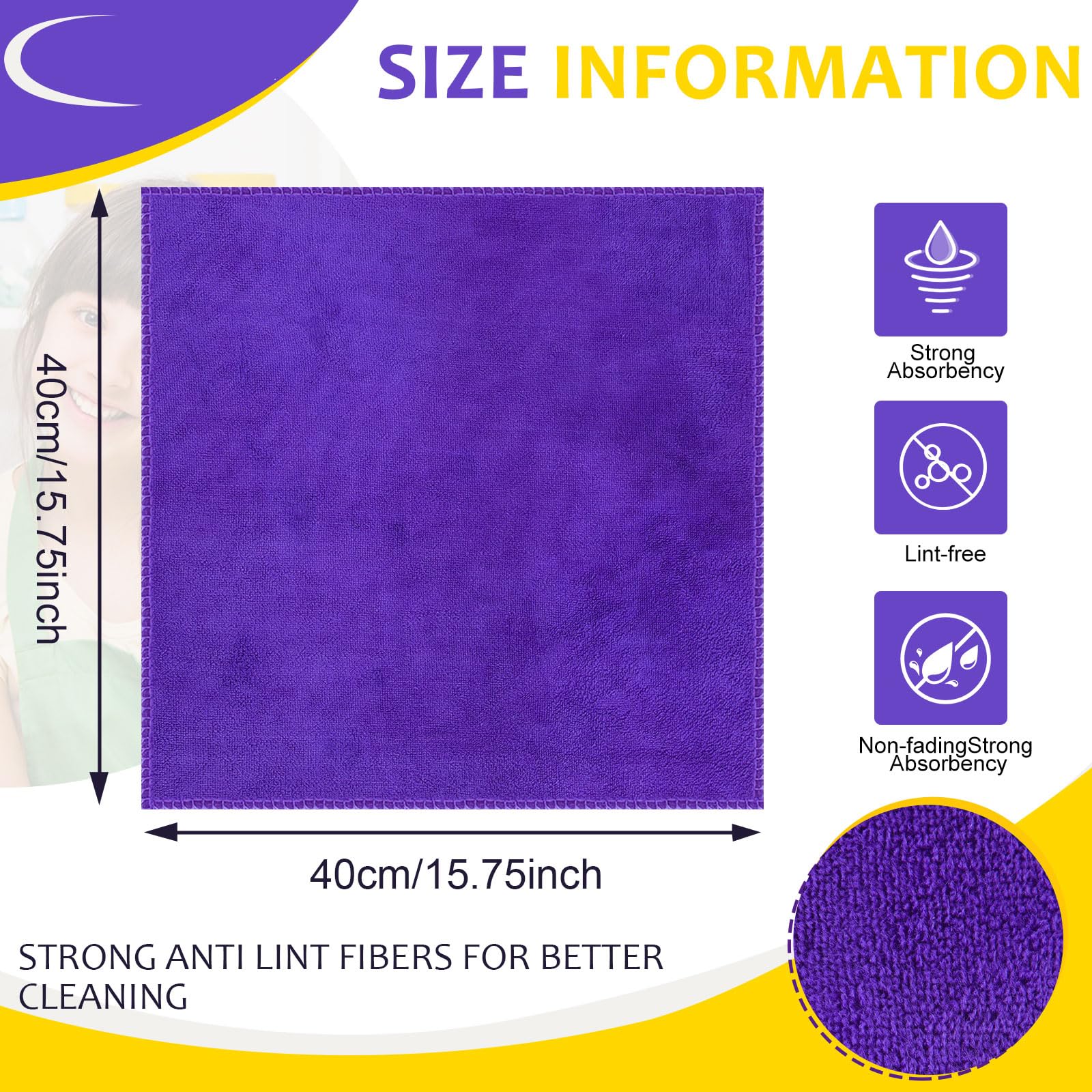 Nuenen 120 paños de limpieza de microfibra para automóviles de 15.75 x 15.75 pulgadas, ultra absorbentes, toallas de secado reutilizables, suministros de limpieza de coche, toalla de microfibra para