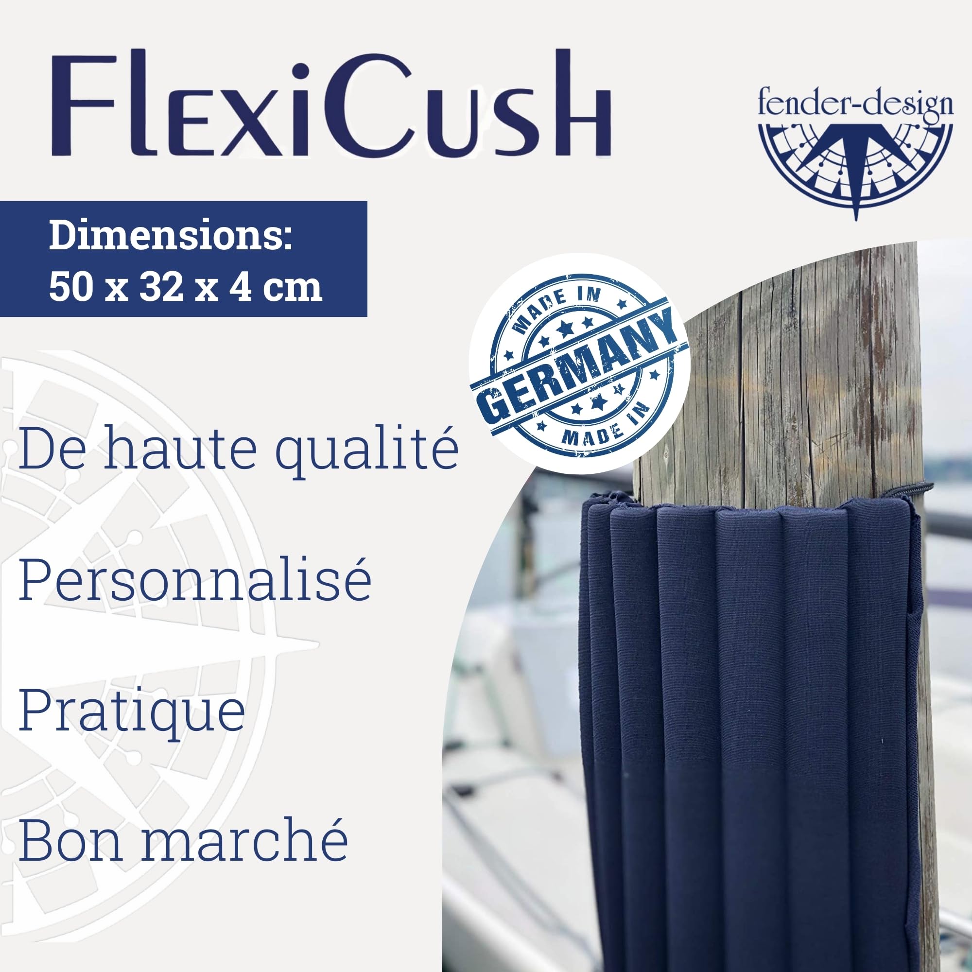 FlexiCush – Le Coussin Pare-battage Universel développé pour Les Sports Nautiques (50 x 32 x 4 cm)