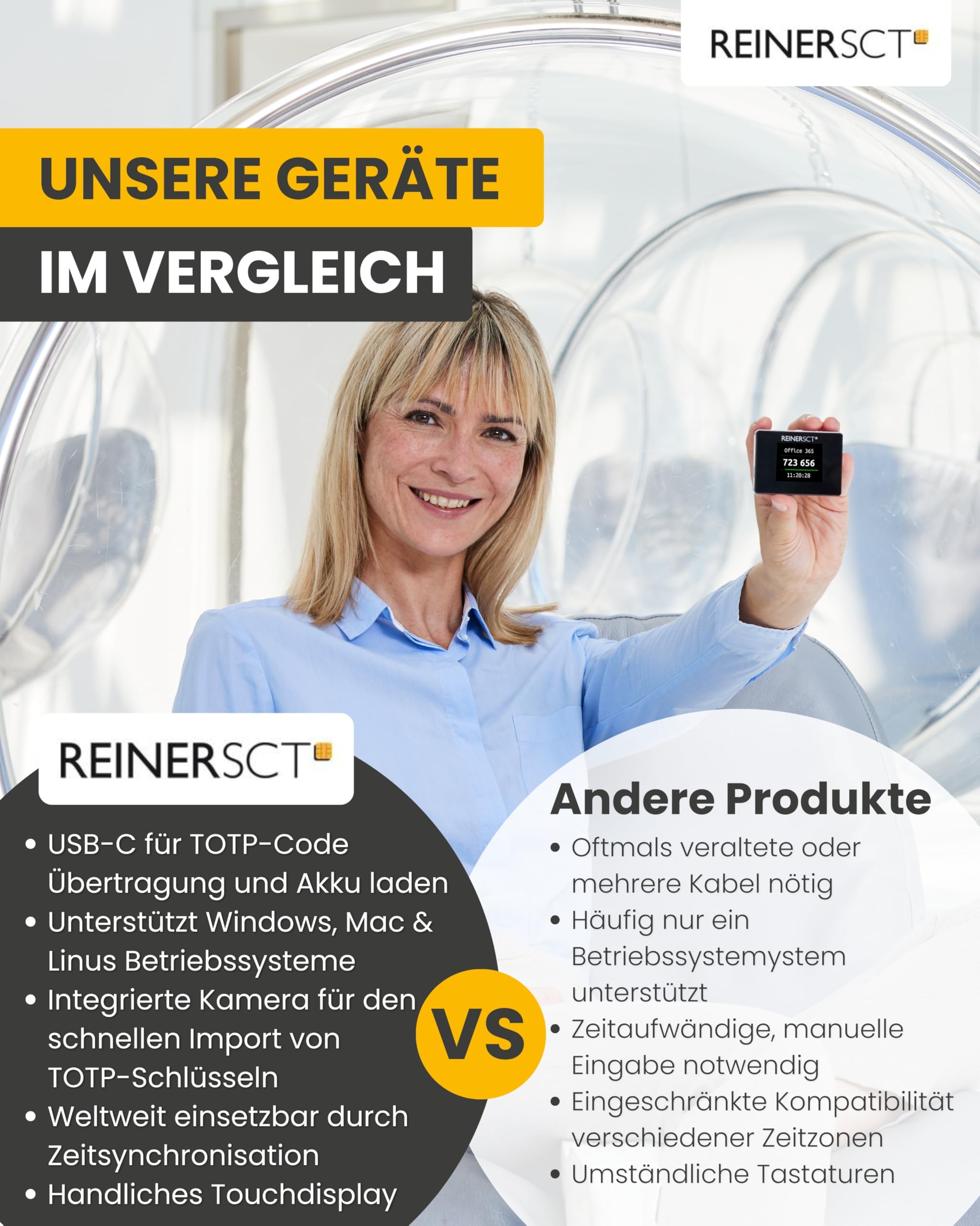 REINER SCT Authenticator mini, TOTP generator for two-factor authentication,  compact and portable, security key for secure registration with online  services and crypto exchanges: Amazon.de: Baby Products