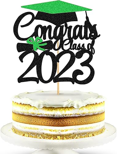 KatchOn, Decoración para pastel de graduación con purpurina – grande, 6 pulgadas | Decoración de pastel de felicitaciones clase de 2023,