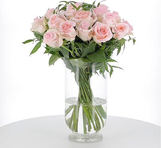 KENTIS - Bouquet of 24 Pink Roses Long Stem 50 cm - Bouquet of Fresh Flowers Home in Italy - Real Roses Gift