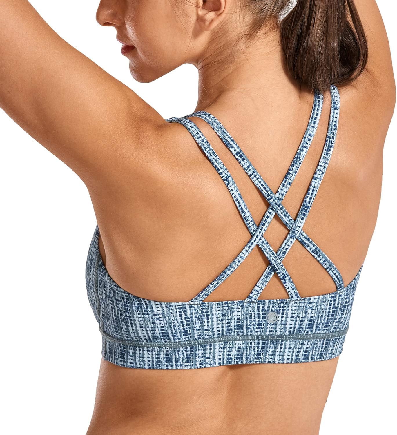 CRZ YOGA Women's Strappy Sports Bras - Criss Cross Back Workout Padded Wireless Yoga Bra