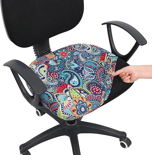 smiry Fundas de asiento impresas para silla de computadora suaves elásticas lavables universales giratorias protectores de cojín de asiento para