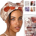 Shower Cap for Women, Luxury, Fashionable, Reusable, Waterproof Turban Shower Cap for Long Hair SMPL OBJECTS (Shapes of beige)