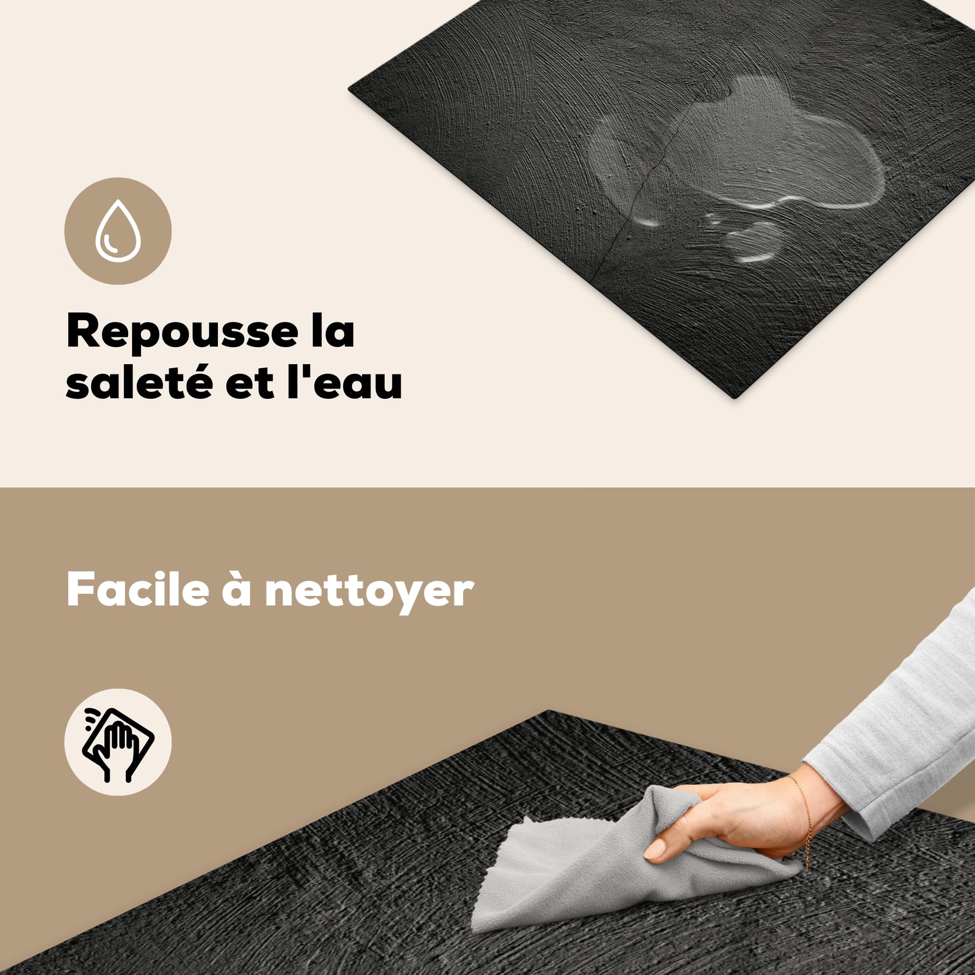 Protection Plaque Induction 60x52cm Noir - Anti-Rayures/Éclaboussures - Plan De Travail Supplétifnaire