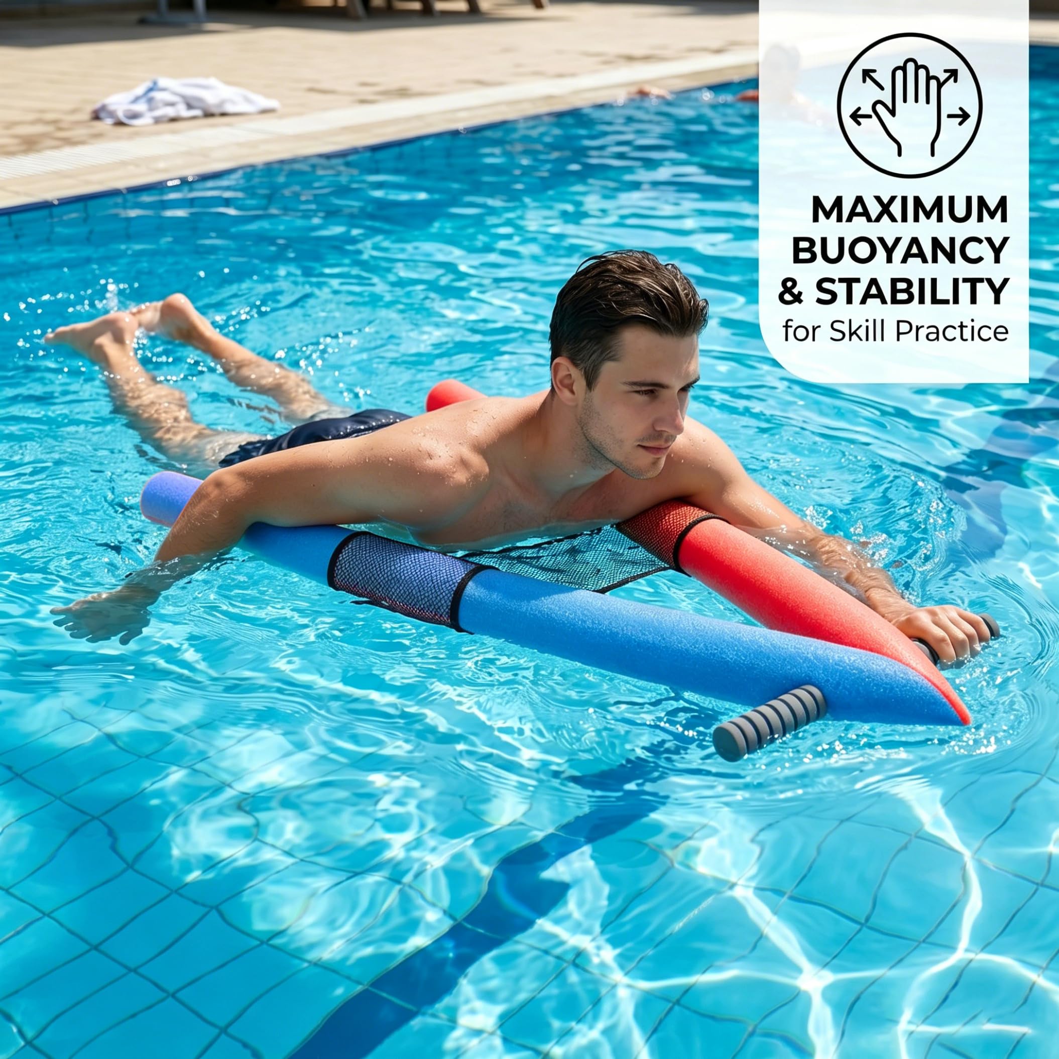 Tabla de natación Jumbo Pool Noodle en Forma de A para Adultos con Bolsa de Malla (Color Aleatorio)