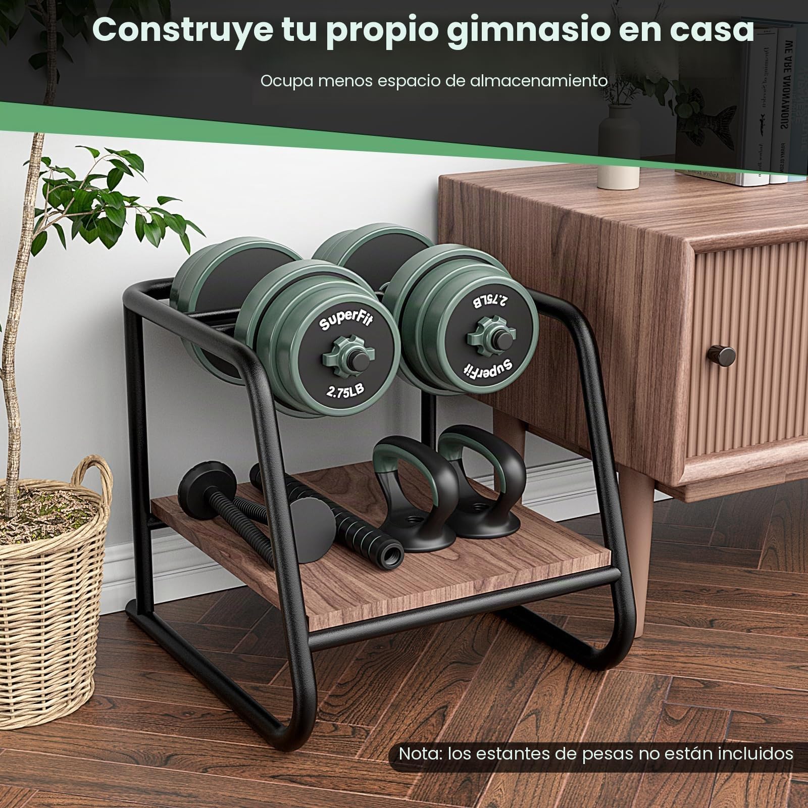 KOMFOTTEU Mancuernas Ajustables 4 en 1, Juego de Pesas para Gimnasio en Casa con Barras, Mancuernas, Kettlebells, Soporte para Flexiones, Entrenamiento de Fuerza para Hogar, Oficina