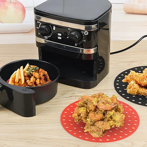 Miniatura 3 de Viwehots Forros de silicona para freidora de aire, paquete de 4, accesorios reutilizables fáciles de limpiar, accesorios redondos antiadherentes,