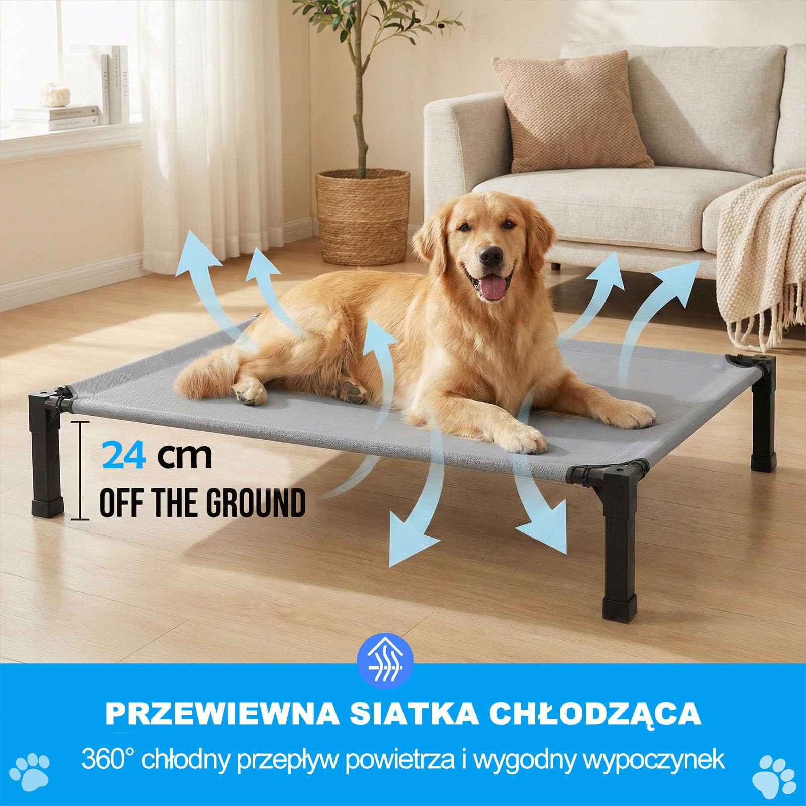 Niubya Podwyższone Legowisko dla Dużych Psów XL 130x92x24 cm, Ultra Wytrzymała Siatka, Wzmocniona Rama Antypoślizgowa, do Użytku na Zewnątrz