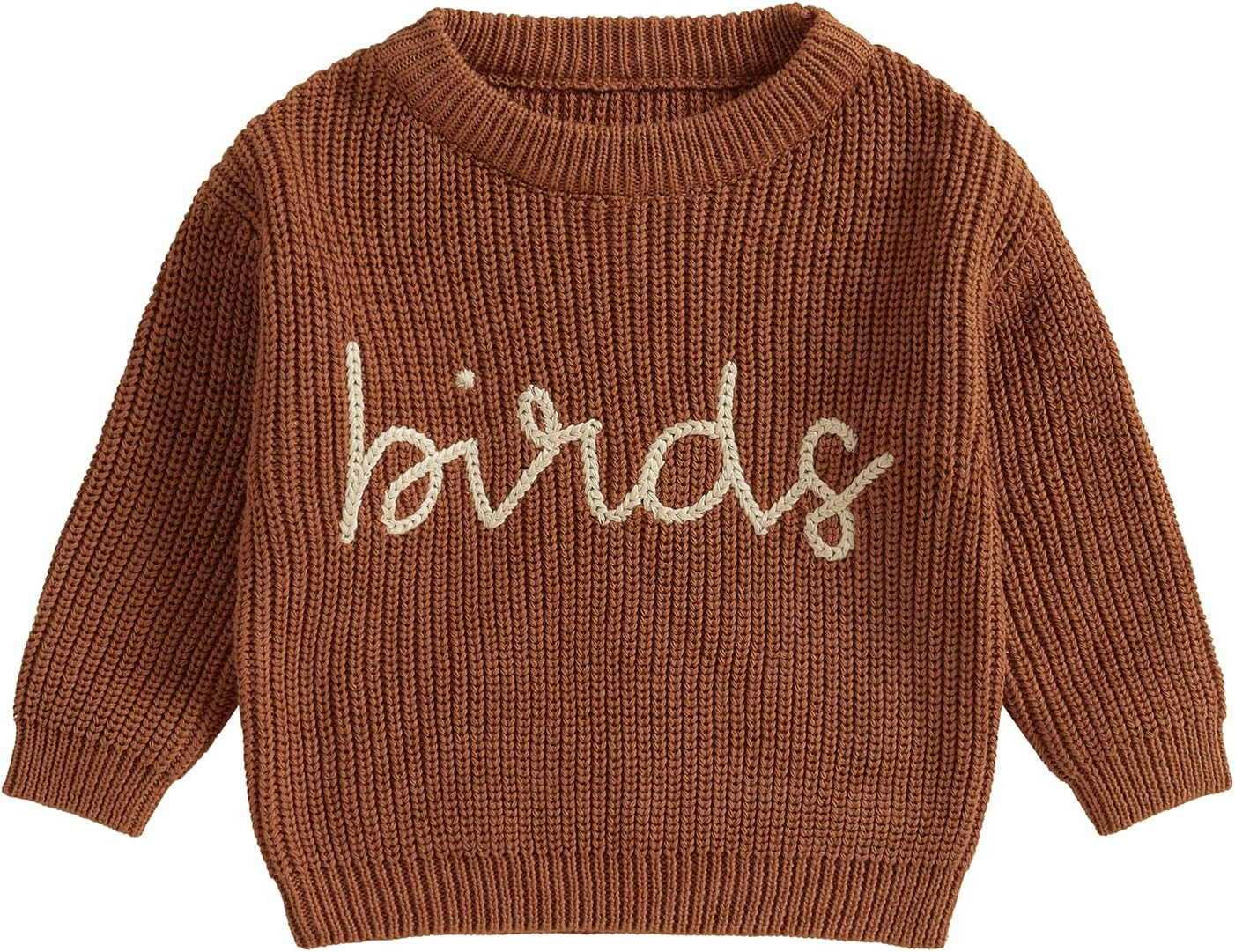 Baby Boy Girl Football Sweater Birds Embroidery Long Sleeve Knit Pullover Sweatshirt Casual Toddler Game Day Clothes