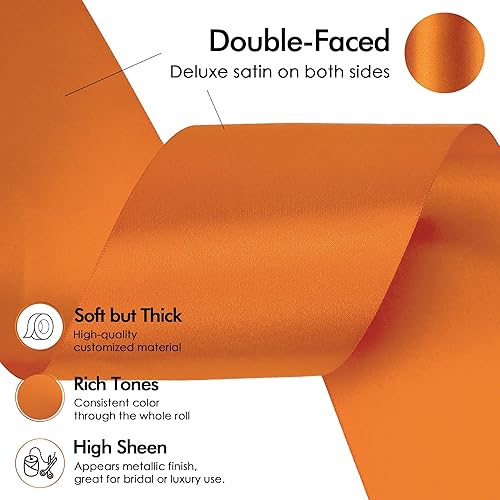Vista 892 de MEEDEE Orange Satin Ribbon - 1.5 inch Double Faced Satin Ribbon, 50 Yards - Neon Tangerine - For Christmas, Thanksgiving, Halloween, Weddings