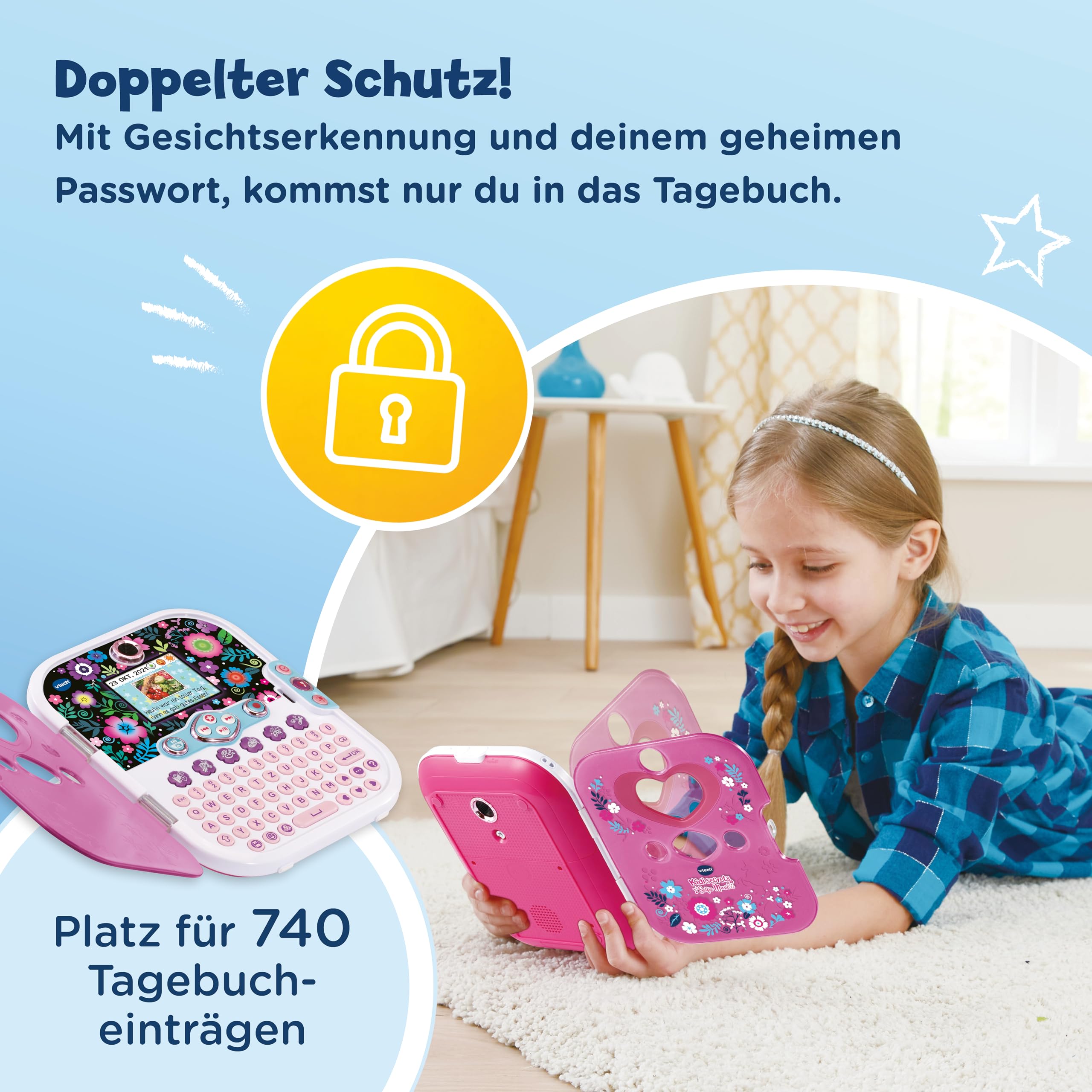 VTech Kidisecrets Selfie Music 2.0 - Kindertagebuch mit 2 Kameras