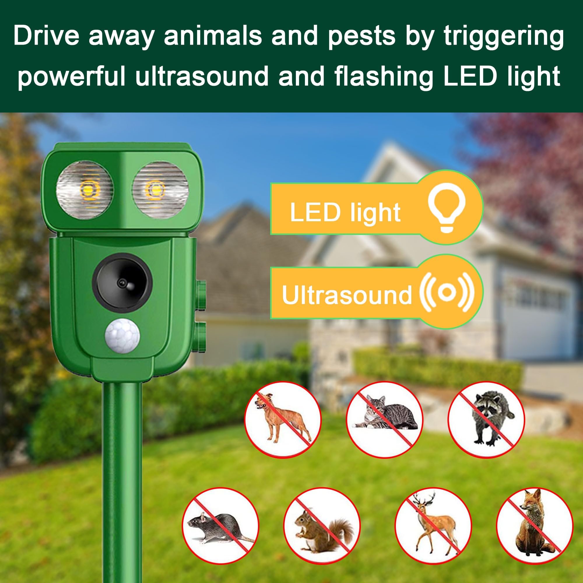 Repelente de Gatos, Repelente de Palomas, 2025 Nuevo Ultrasonido Solar Repelente de Gatos para Palomas,Pájaros,Perros,Gatos,Ratones,Zorros, Repelente de Mascotas por Ultrasonido